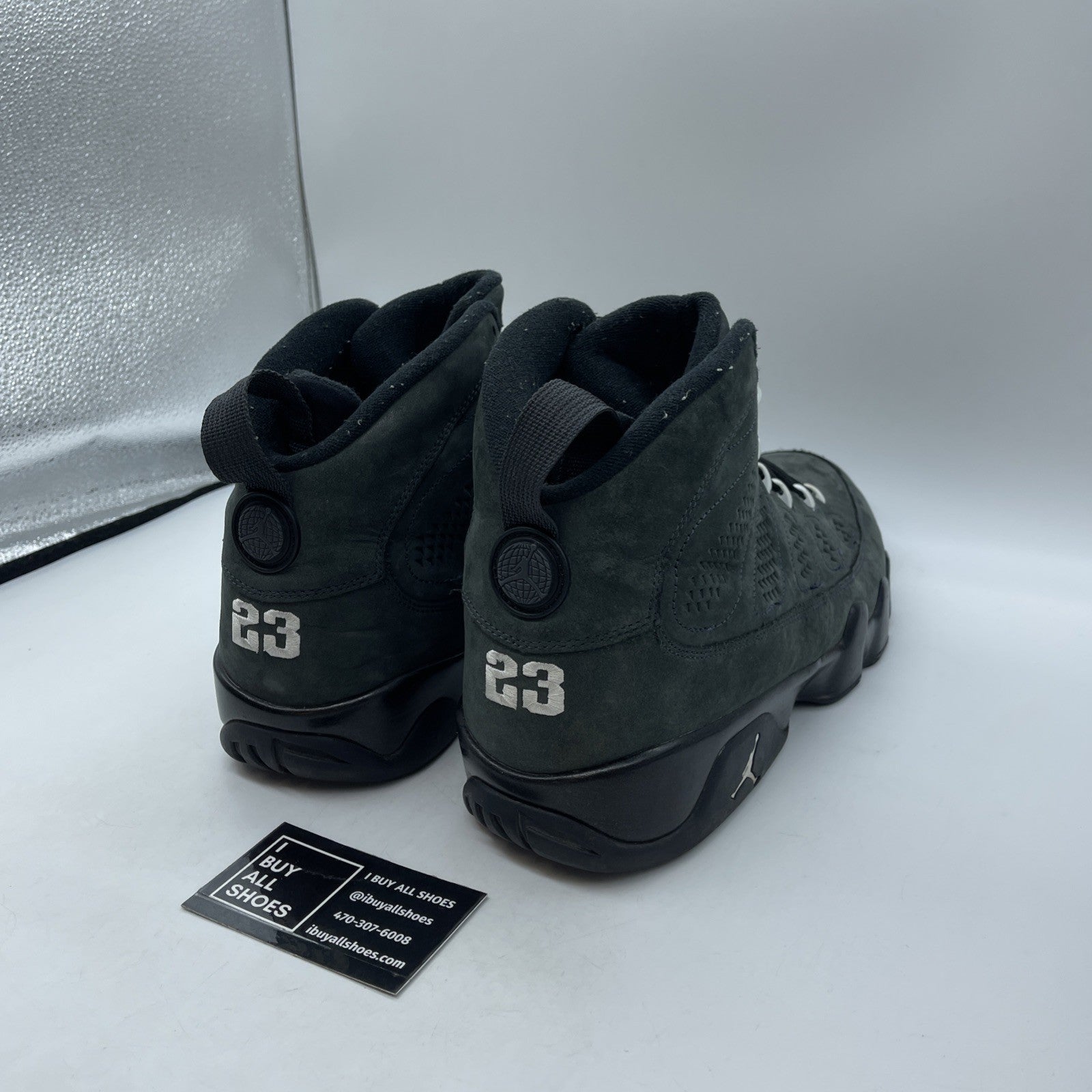 Size 14 - Air Jordan 9 Retro Anthracite Black White suede Leather (302370-013)