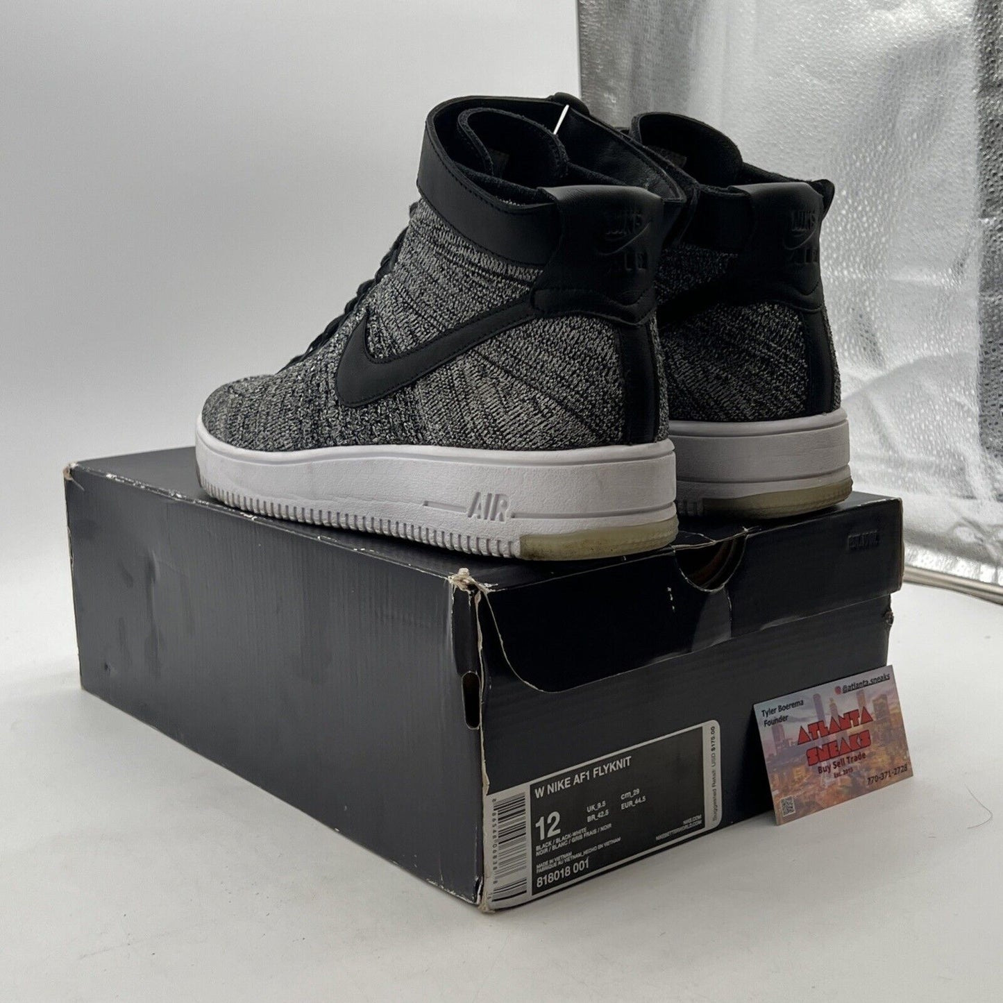 Size 12 - Nike Air Force 1 Flyknit Oreo W (818081-001)