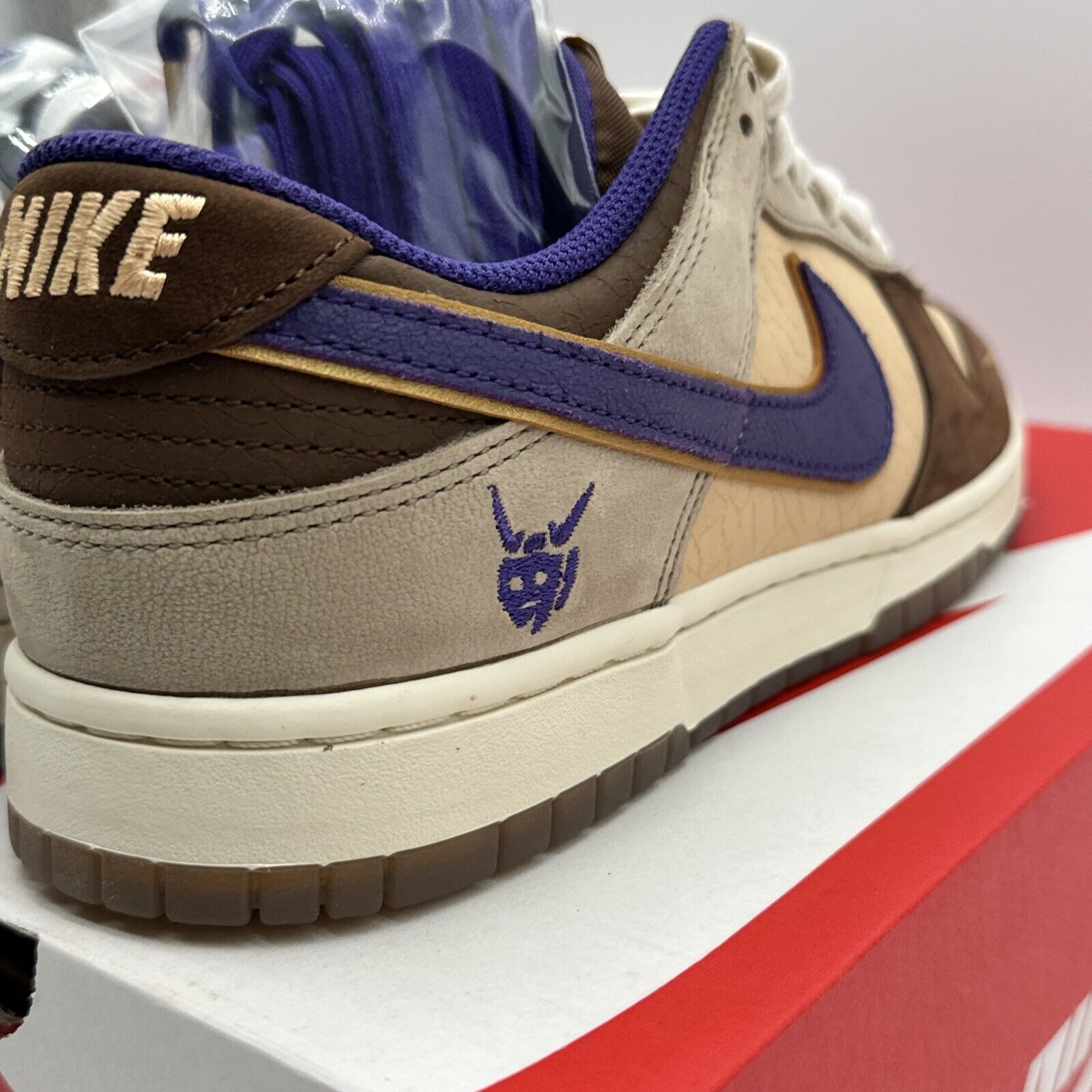 Size 9 - Nike Dunk Low Premium Setsubun Purple Beige Cracked Leather Suede