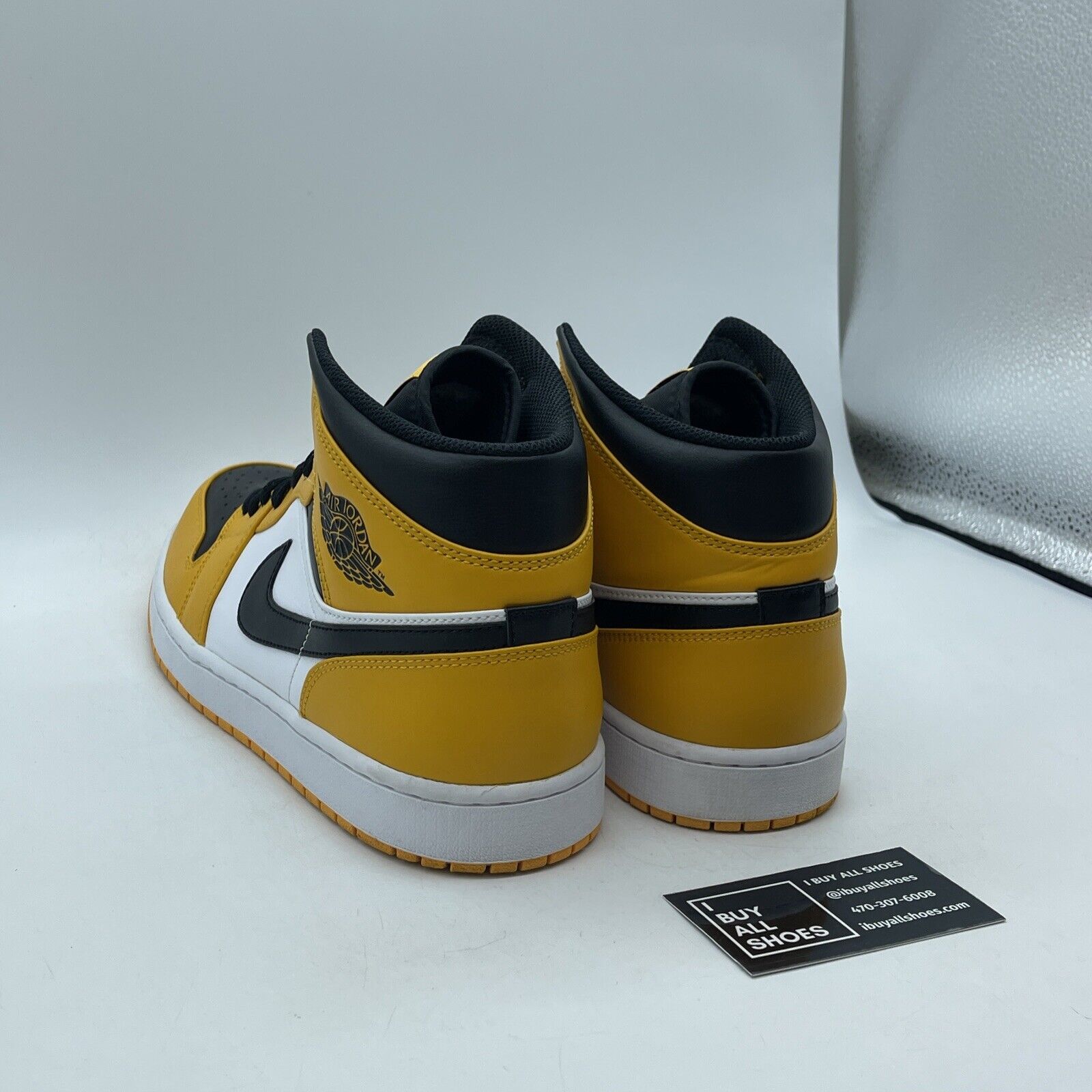 Size 12 - Jordan 1 Mid Taxi 2022 Black Yellow White Leather (554724-701)