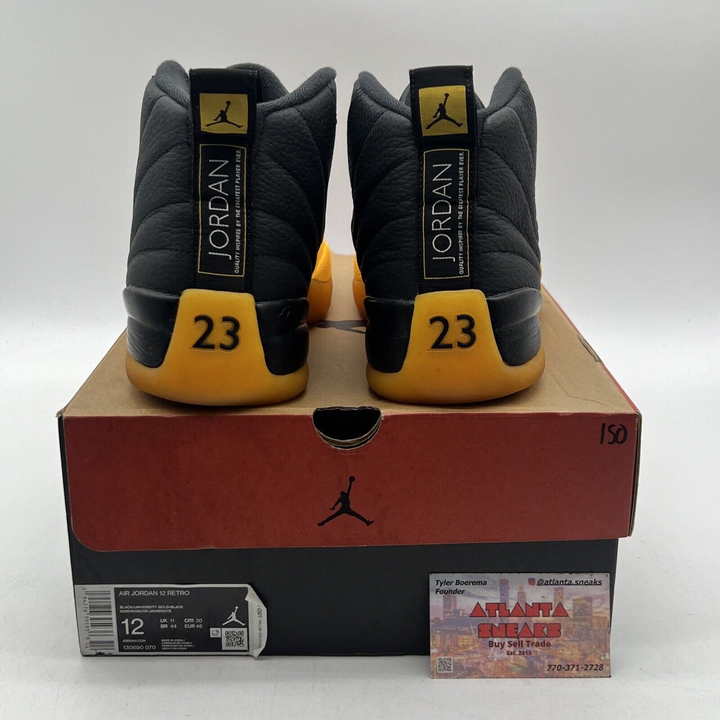 Size 12 - Jordan 12 Retro University Gold 2020 Black Yellow Leather (130690-070)