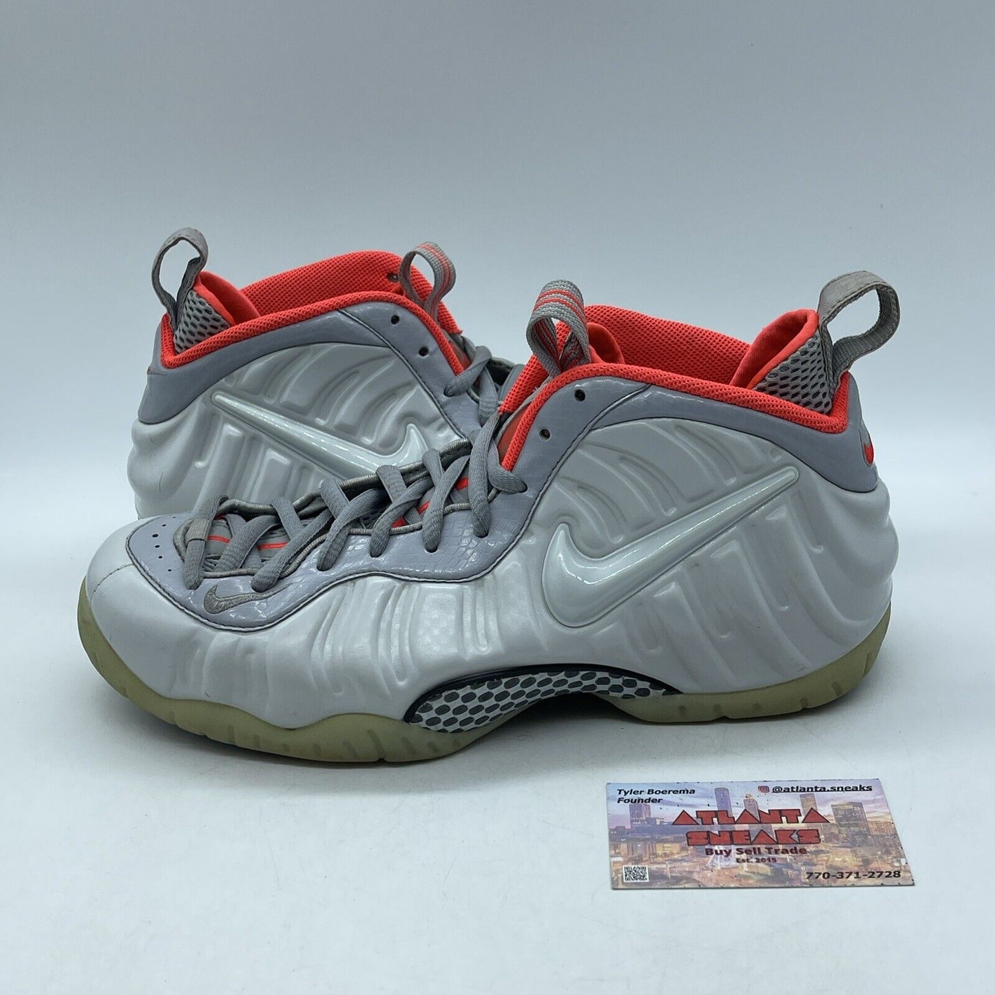 Size 9.5 - Nike Air Foamposite Pro Premium Pure Platinum Orange (616750-003)