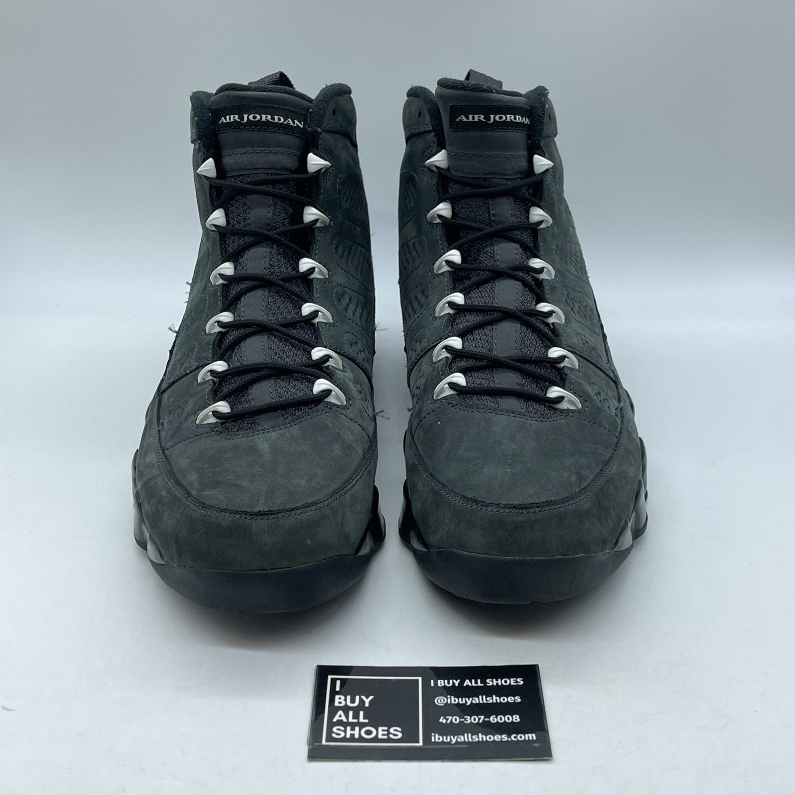 Size 14 - Air Jordan 9 Retro Anthracite Black White suede Leather (302370-013)
