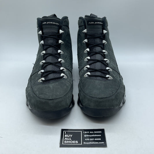 Size 14 - Air Jordan 9 Retro Anthracite Black White suede Leather (302370-013)