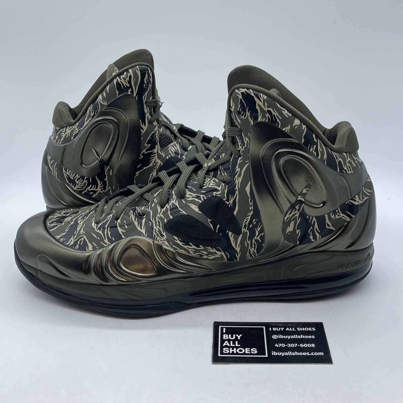 Size 13 - Nike Air Max Hyperposite Tiger Camo Green Black Leather (524862-300)