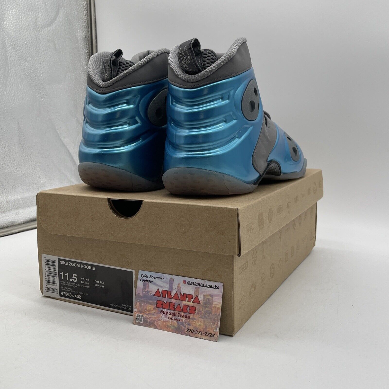 Size 11.5 - Nike Zoom Rookie Dynamic Blue Grey Black White (472688-402)