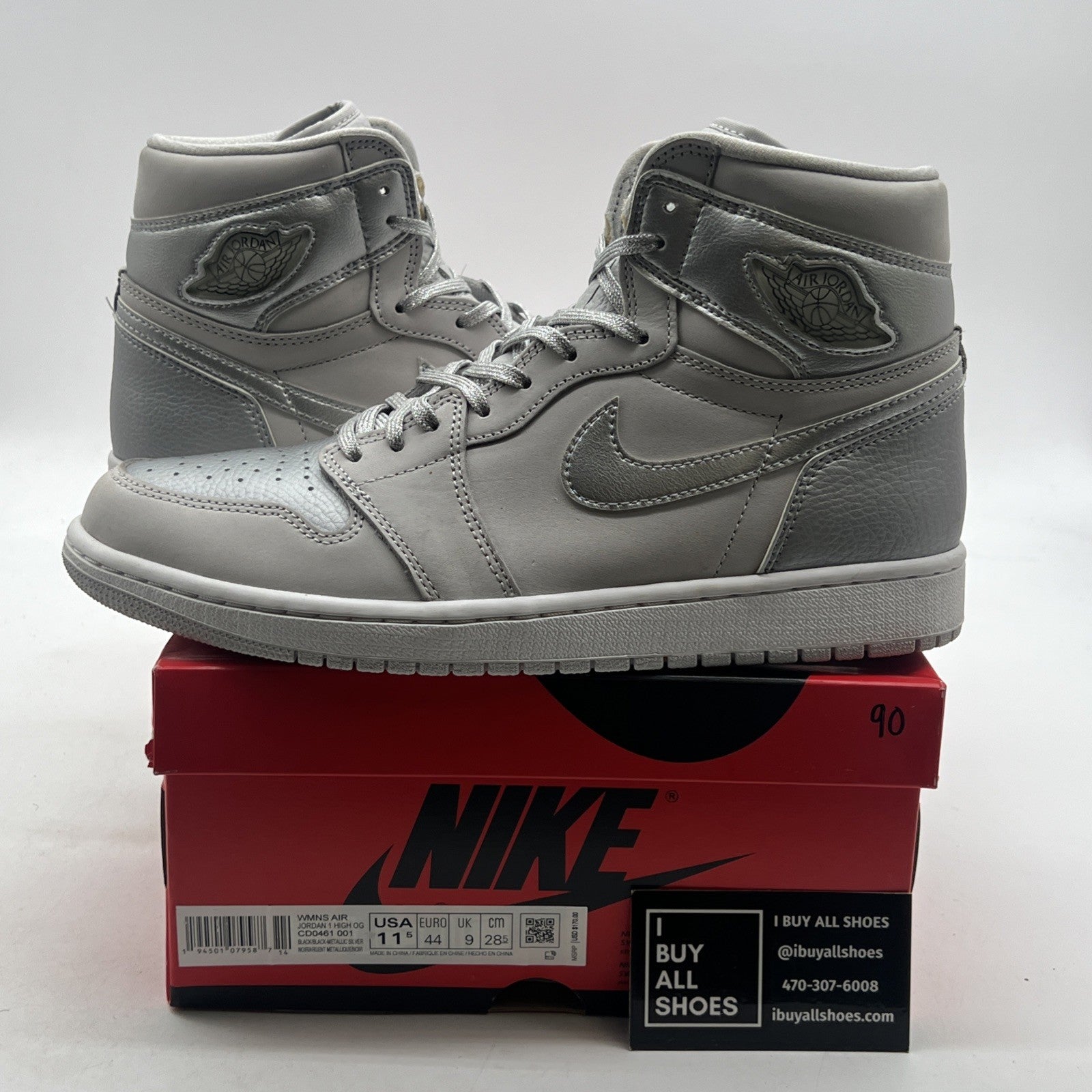 Size 11.5W - Air Jordan 1 High OG Metallic Silver (CD0461-001)