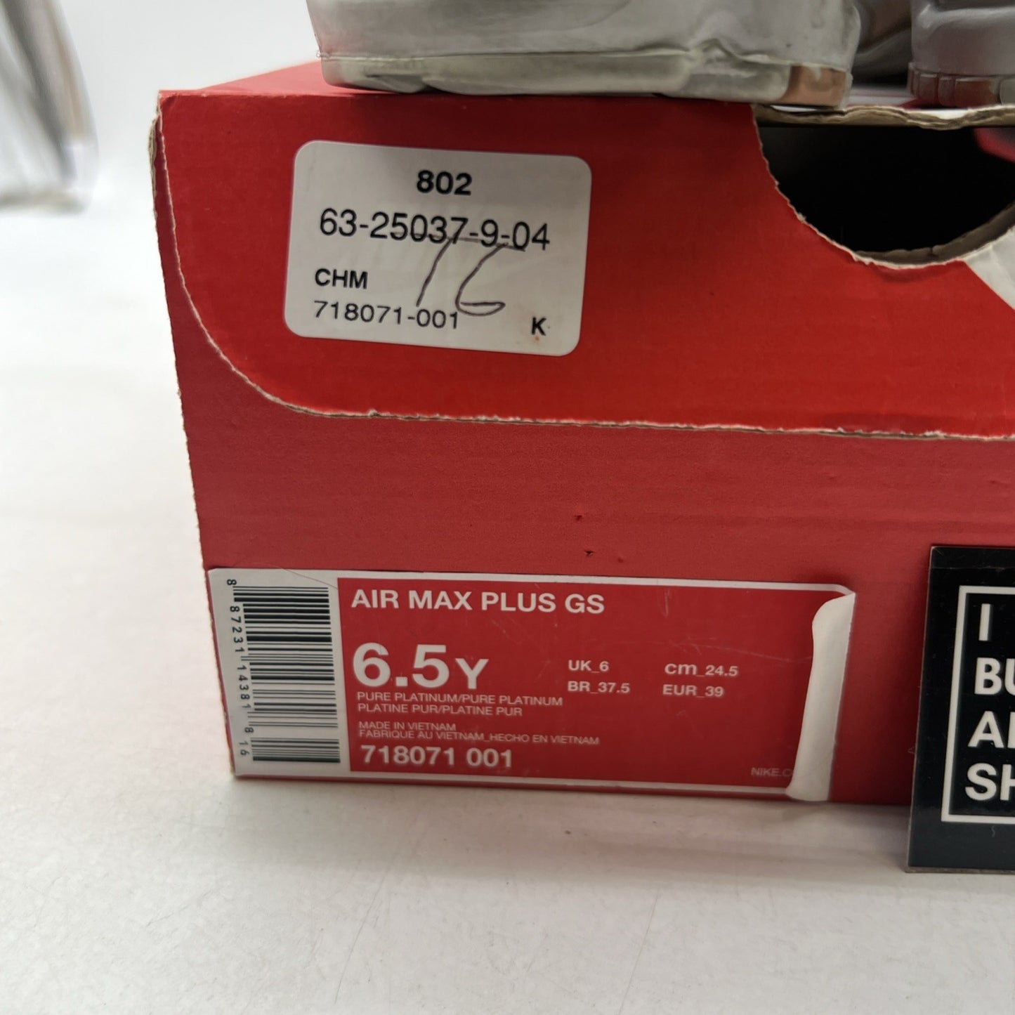 Size 6.5Y - Nike Air Max Plus TN Shoes Sneaker W White Platinum (718071-001)