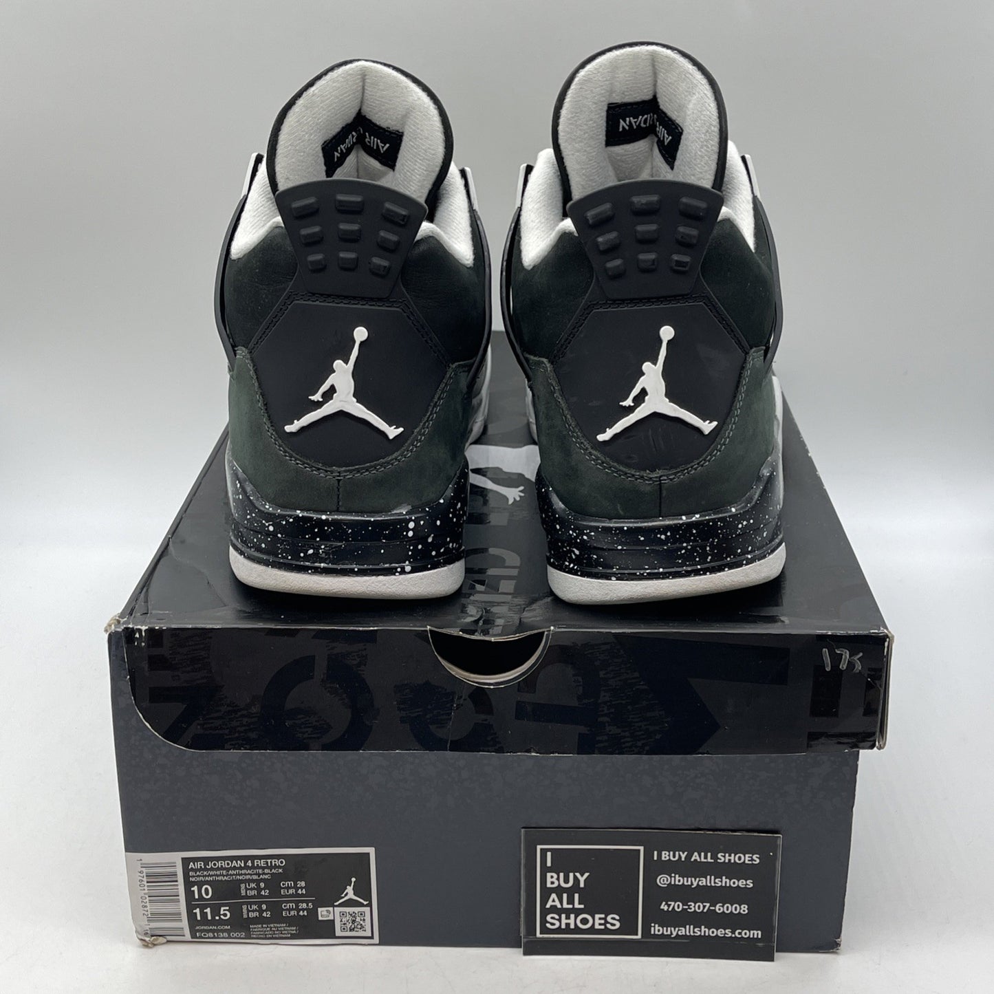 Size 10 - Air Jordan 4 Retro 2024 Fear Black White Suede (FQ8138-002)