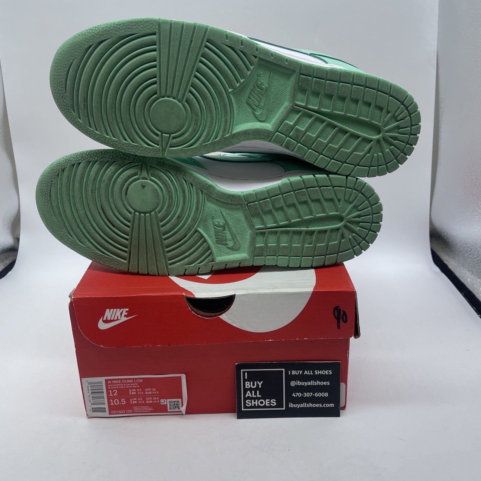 Size 12W - Nike Dunk Low Green Glow Blue White Leather (DD1503-105)