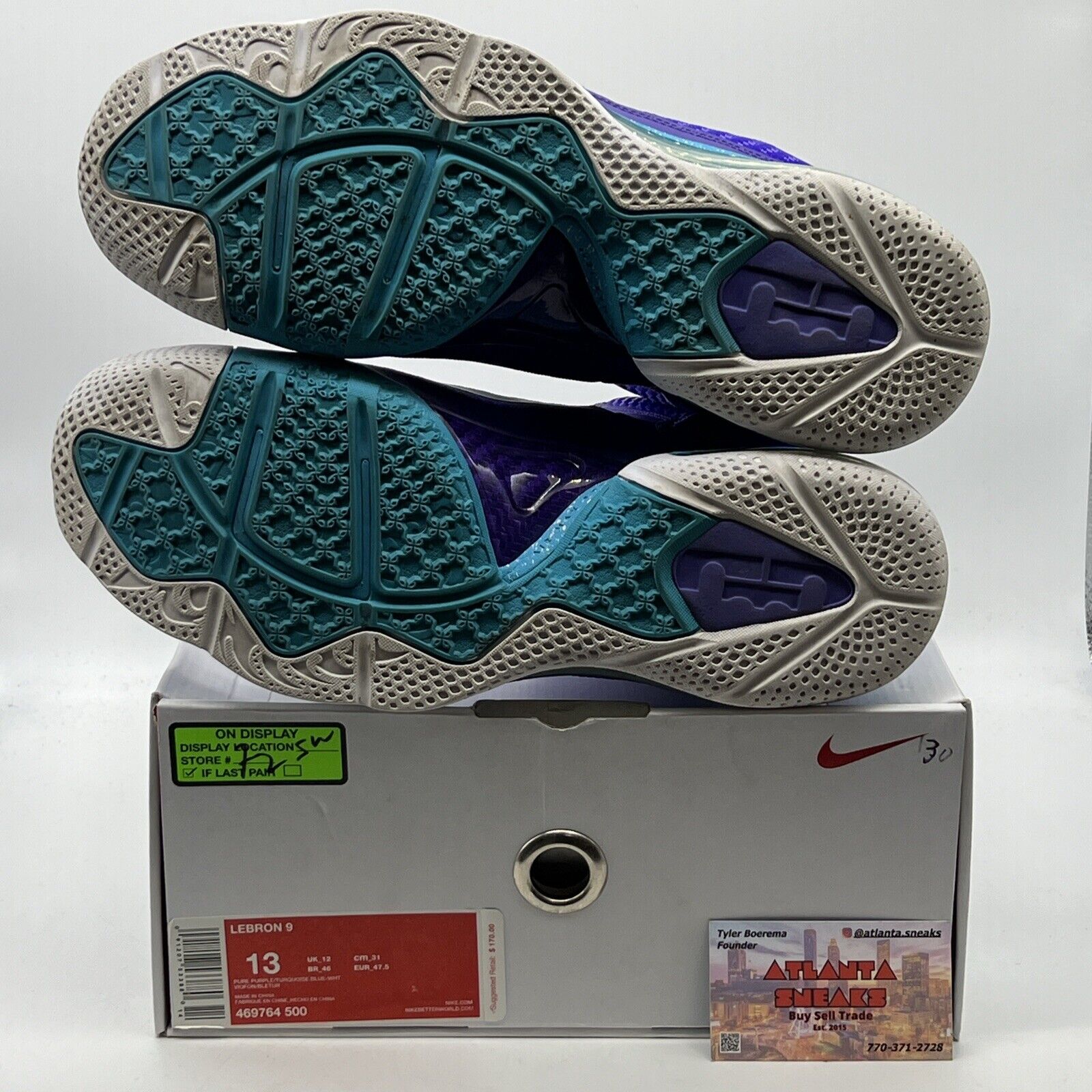 Size 13 - Nike LeBron 9 Summit Lake Hornets Purple (469764-500)