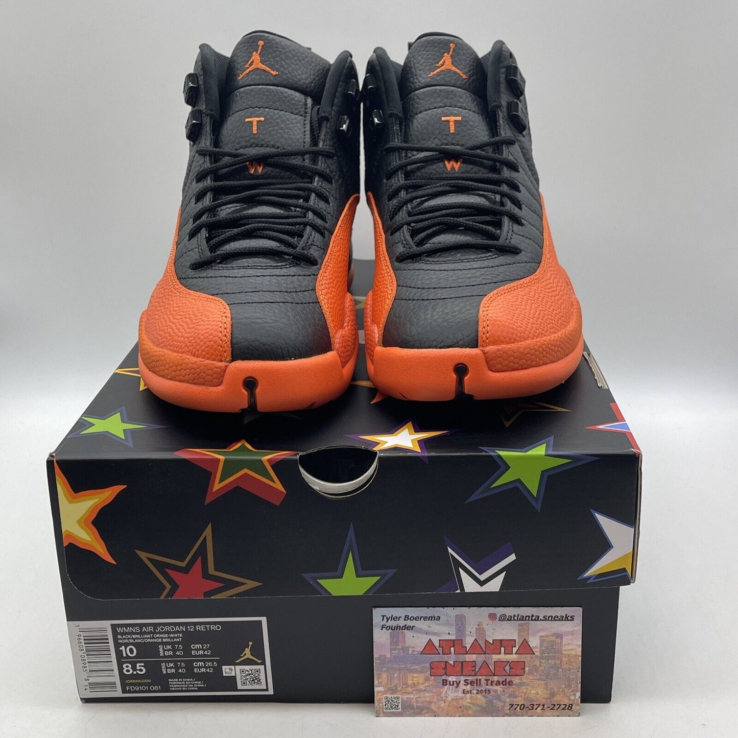 Size 10W - Air Jordan 12 Retro Brilliant Orange Black Leather (FD9101-081)