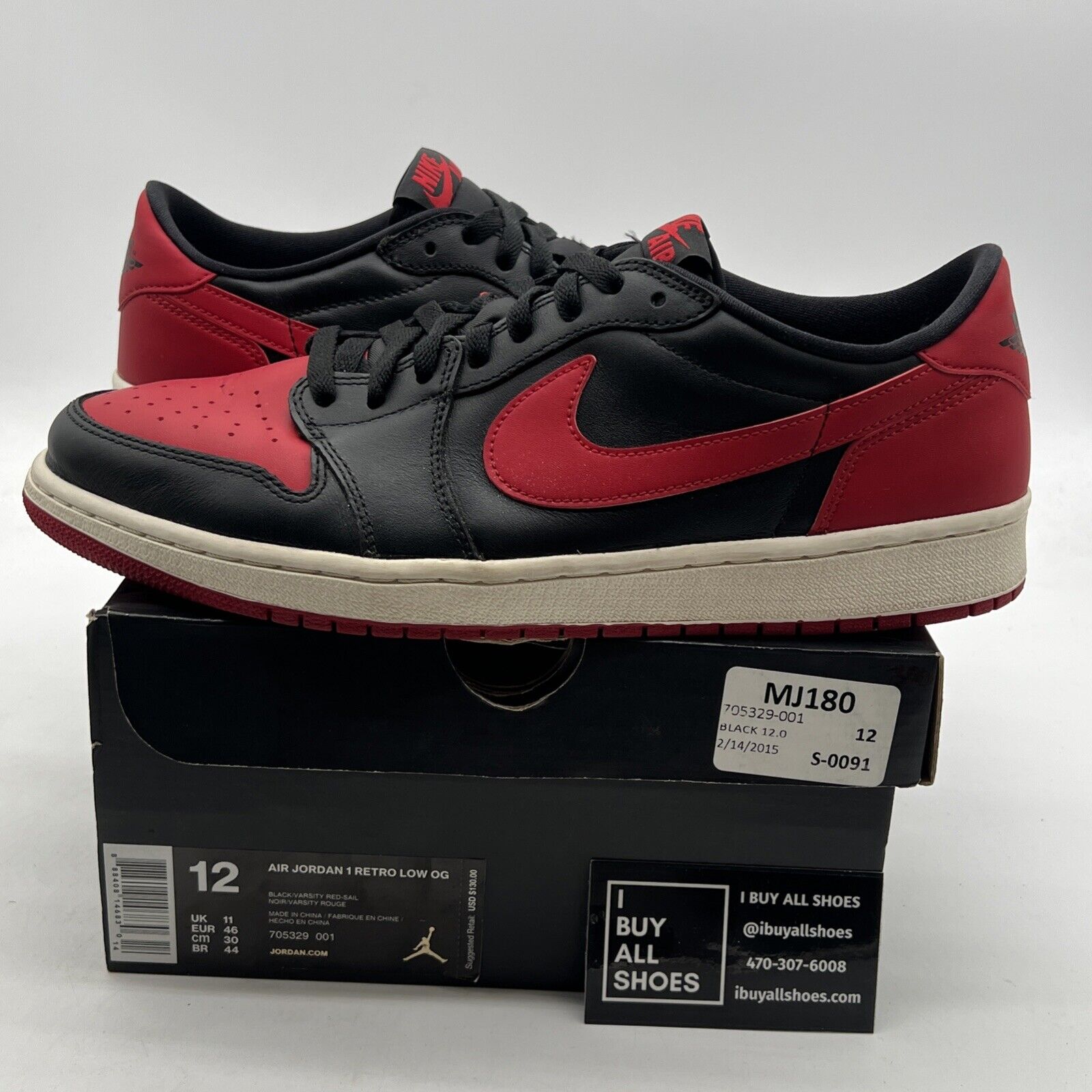 Size 12 - Air Jordan 1 Retro OG Low Bred (705329-001)