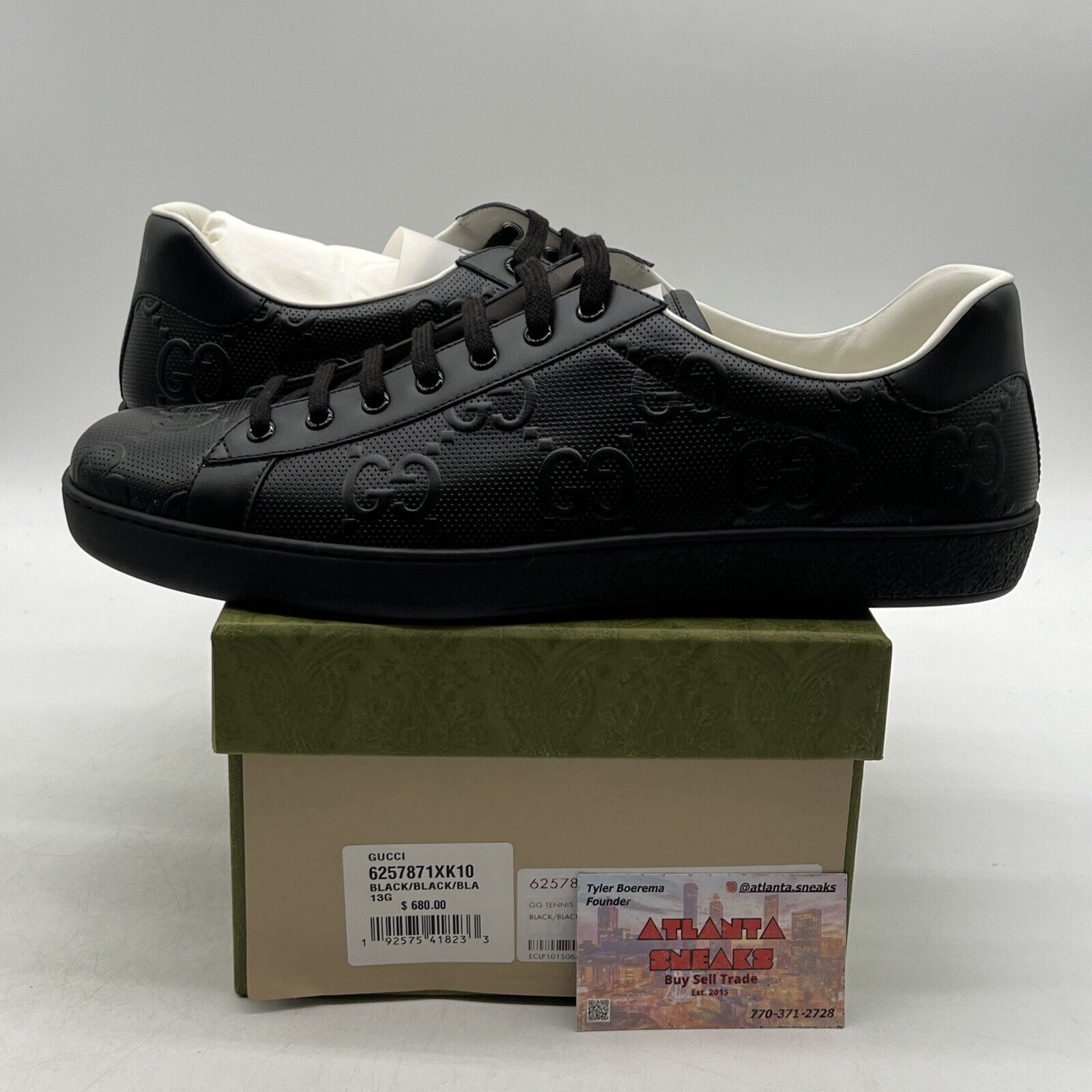 Size 13.5 GUCCI ACE GG EMBOSSED LEATHER SNEAKER SHOES