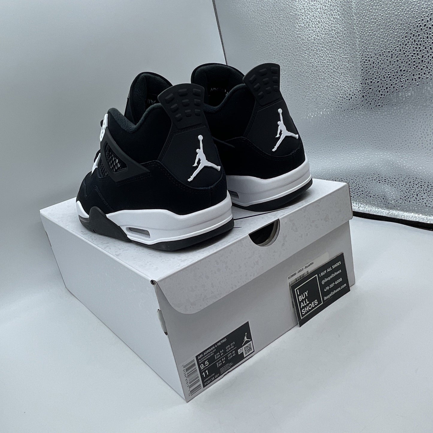 Size 9.5 - Air Jordan 4 Retro White Thunder Black Suede (FQ8138-001)