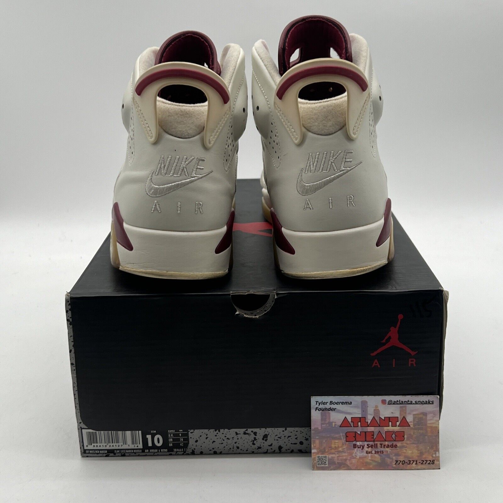 Size 10 - Air Jordan 6 Retro 2015 Maroon White Leather (384664-116)