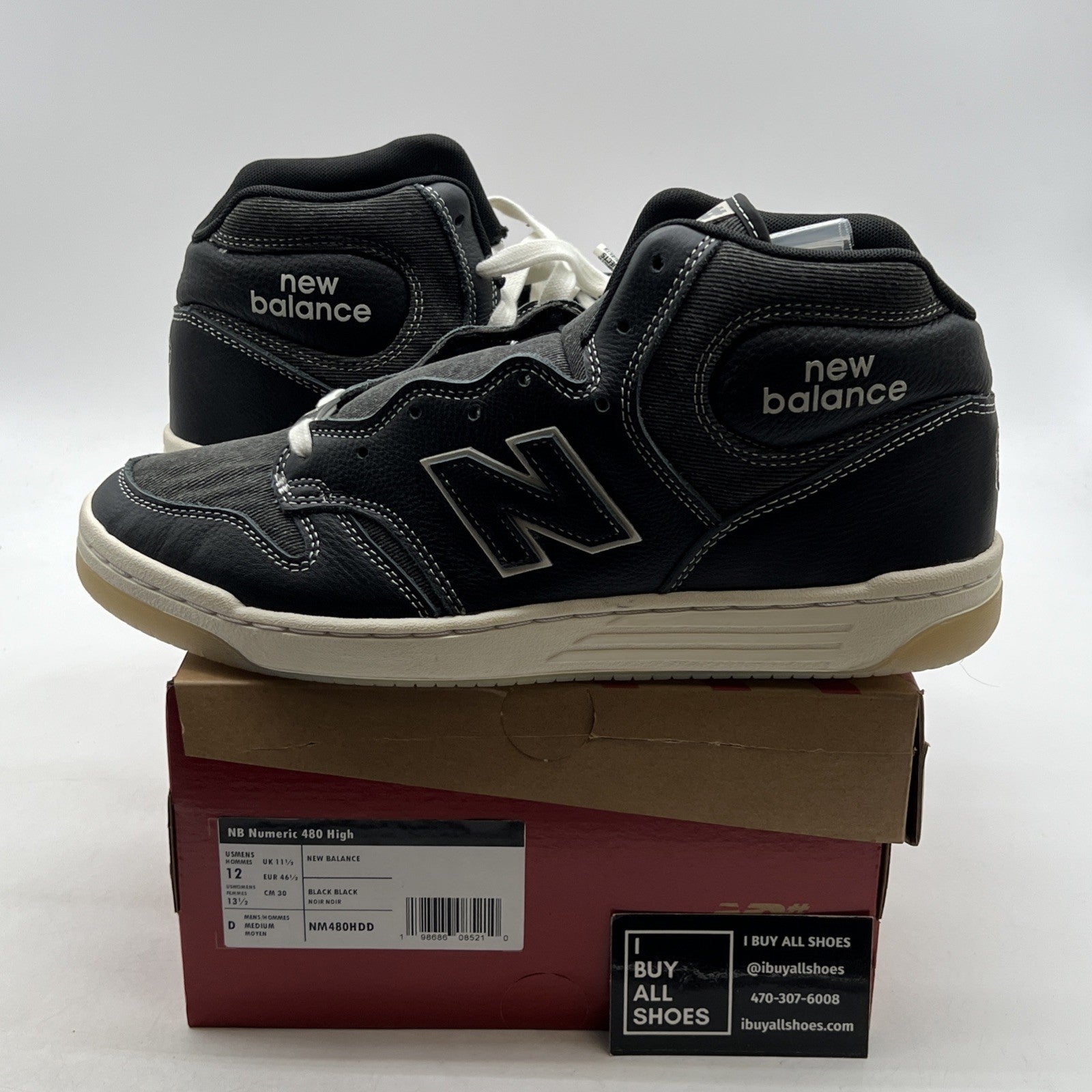 Size 12 - New Balance 480 High Black White Sneaker (NM480HDD)