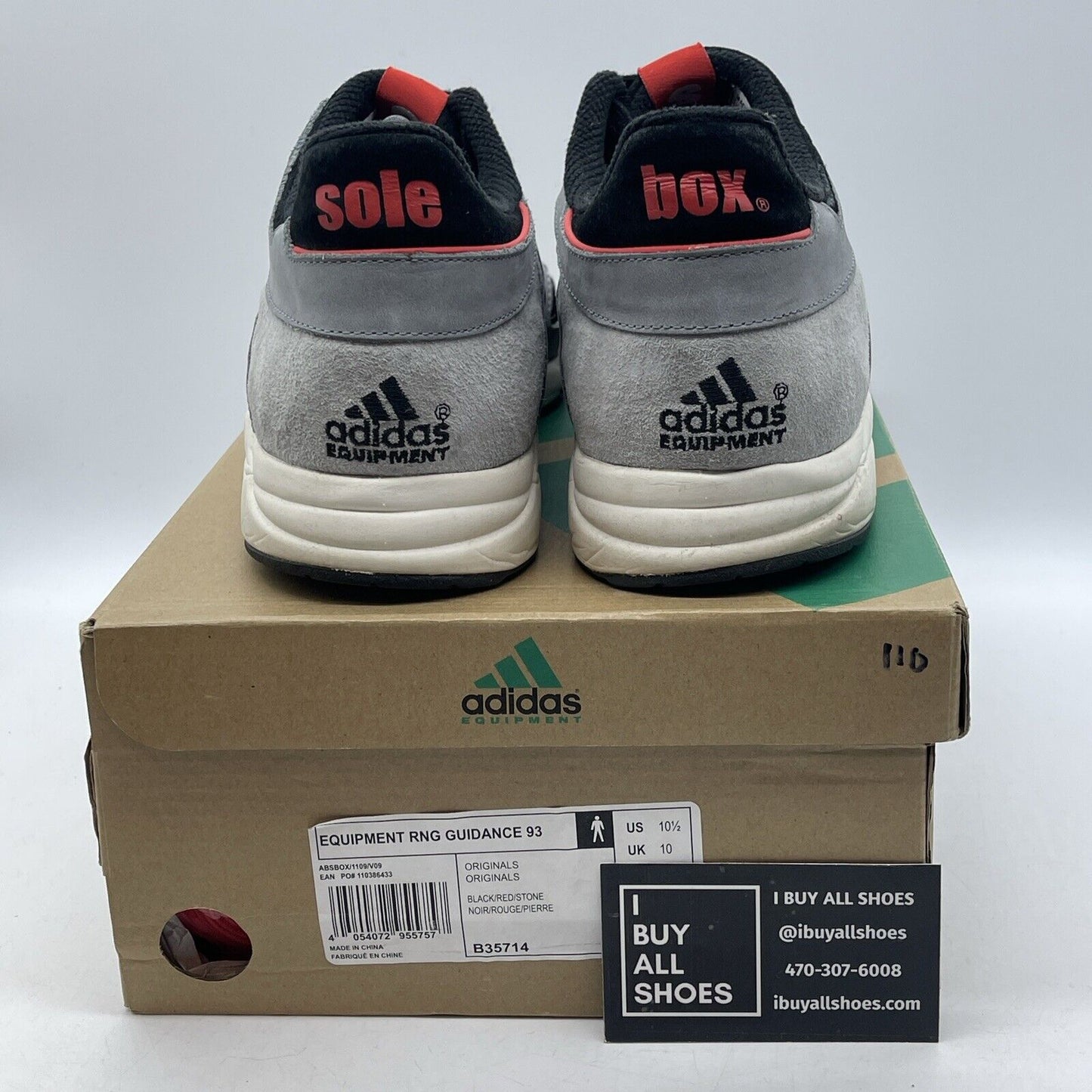 Size 10.5 - adidas Solebox x EQT Running Guidance 93 Gray Black Suede (B35714)