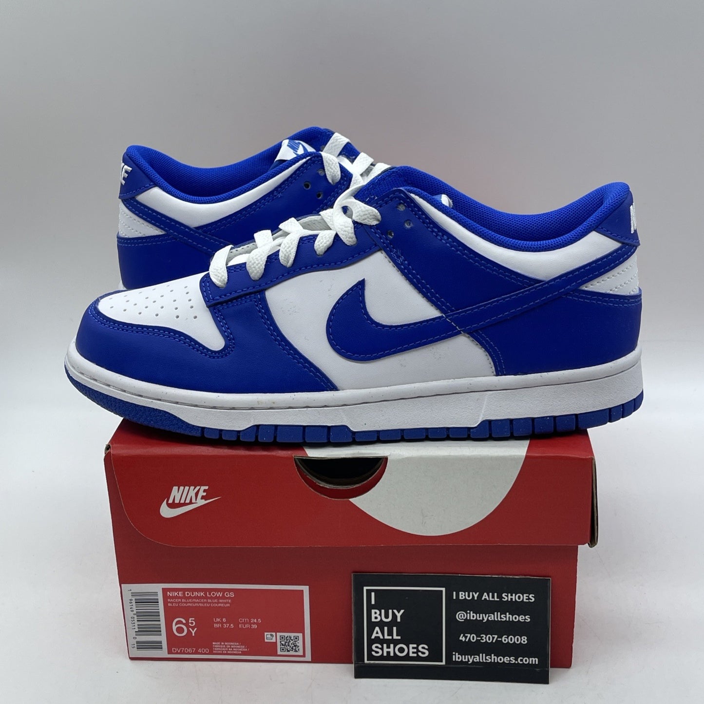 Size 6.5Y - Nike Dunk Low Racer Blue White Leather (DV7067-400)