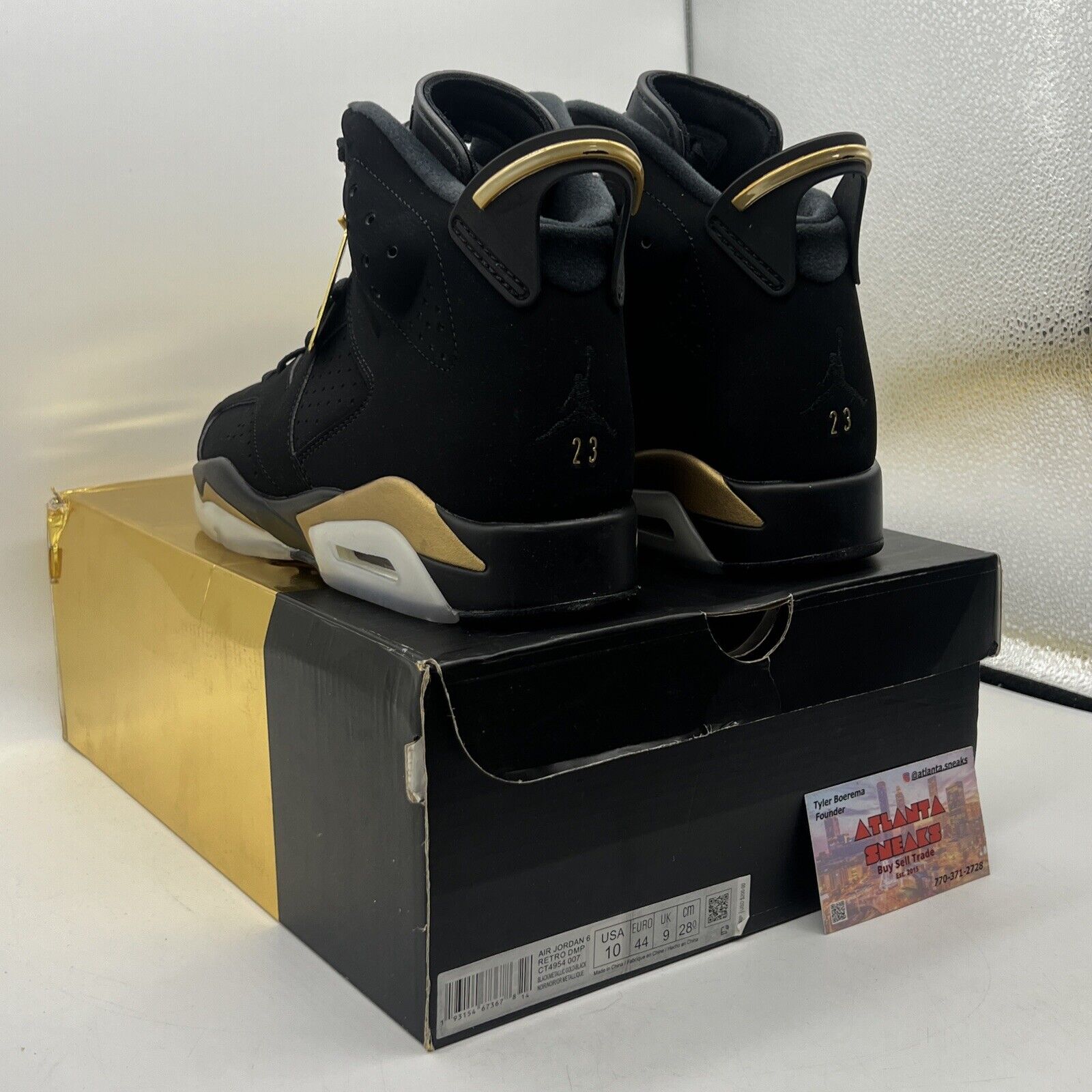 Size 10 - Jordan 6 Retro Defining Moments 2020 Black Gold Suede (CT4954-007)