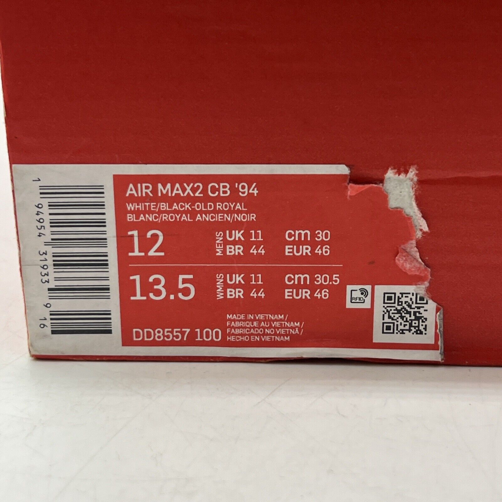Size 12 - Nike Air Max 2 CB 94 Retro 2021 White Varsity Purple (DD8557-100)