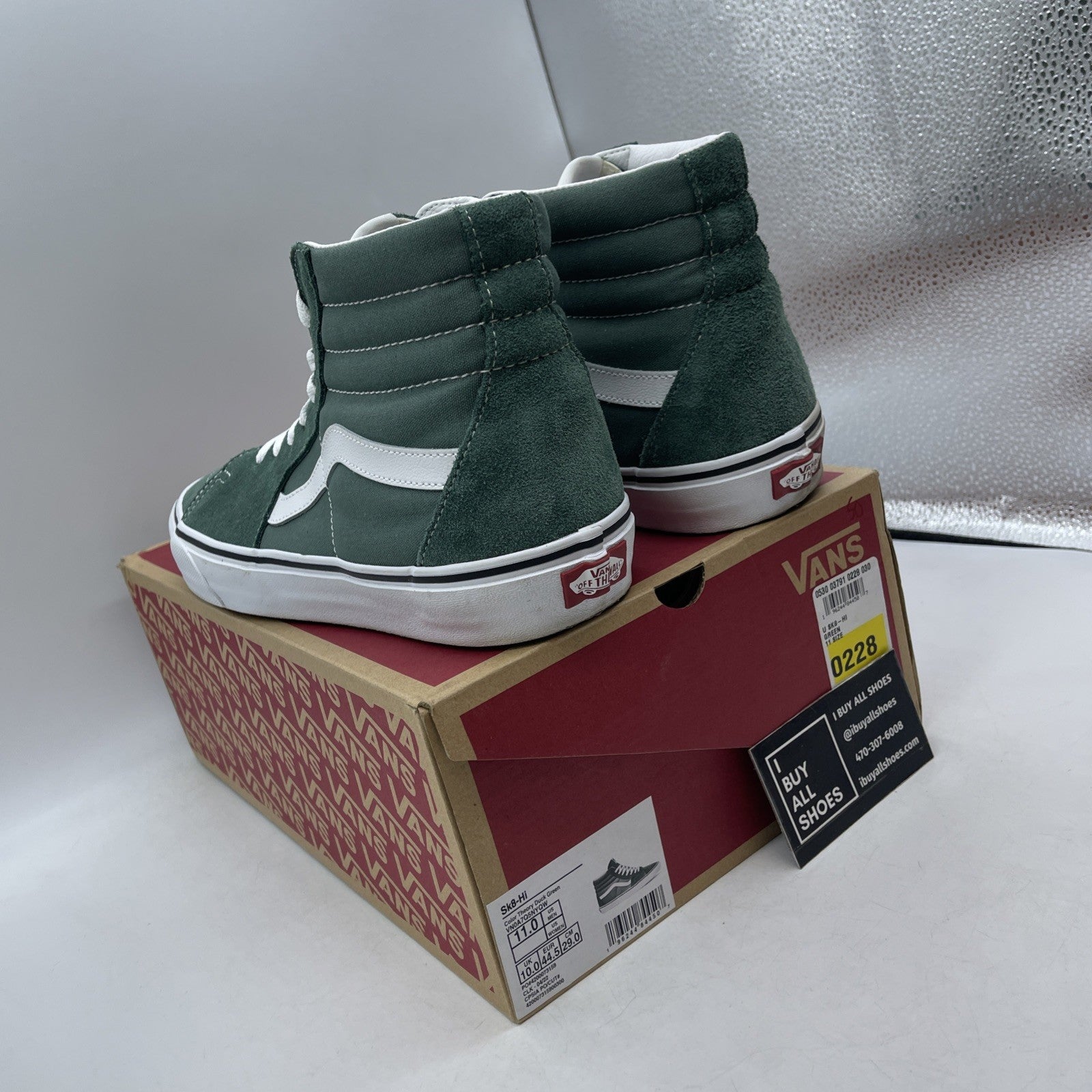 Size 11 - VANS Sk8 Hi Color Theory Duck Green White (VN0A7Q5NYQW)