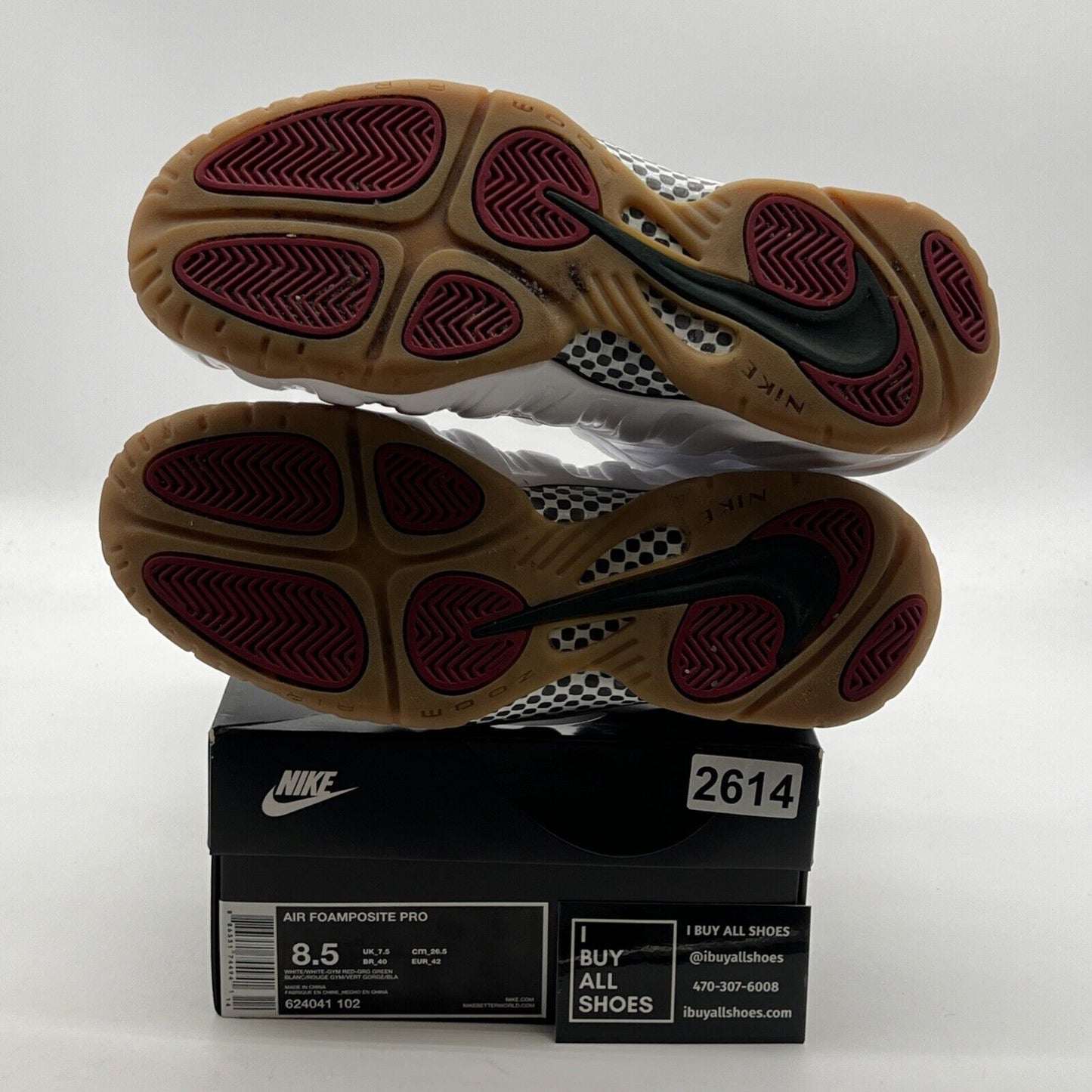 Size 8.5 - Nike Foamposite Pro Gucci - White (624041-102)