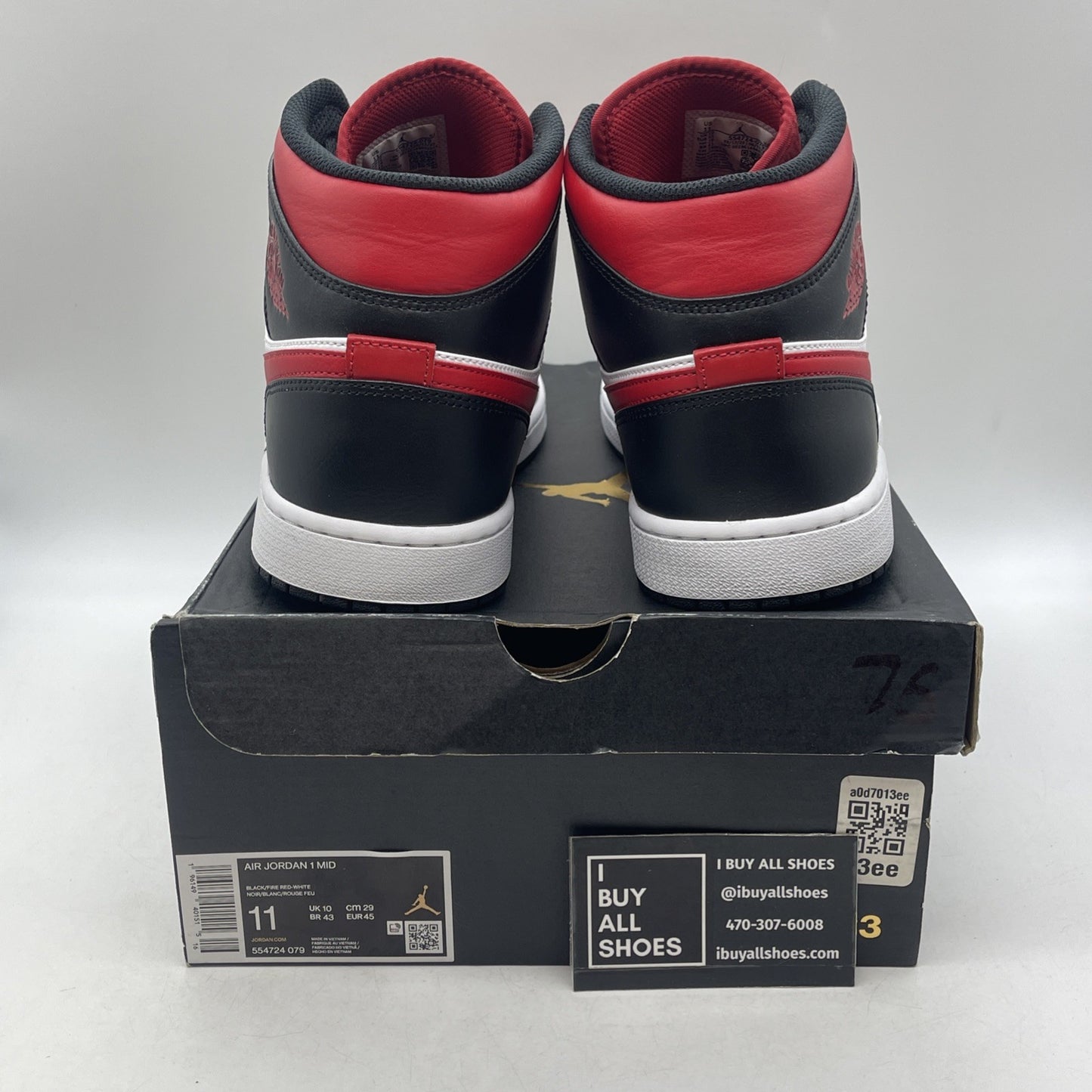 Size 11 - Air Jordan 1 Mid Bred Toe (554724-079)
