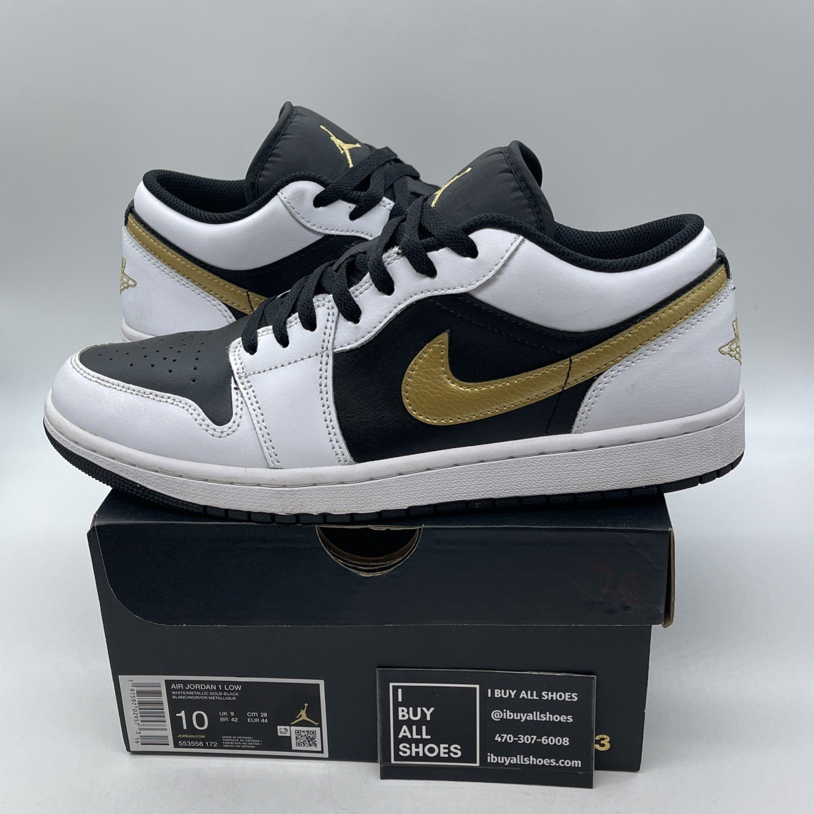 Size 10 - Air Jordan 1 Low Gold Swoosh (553558-172)
