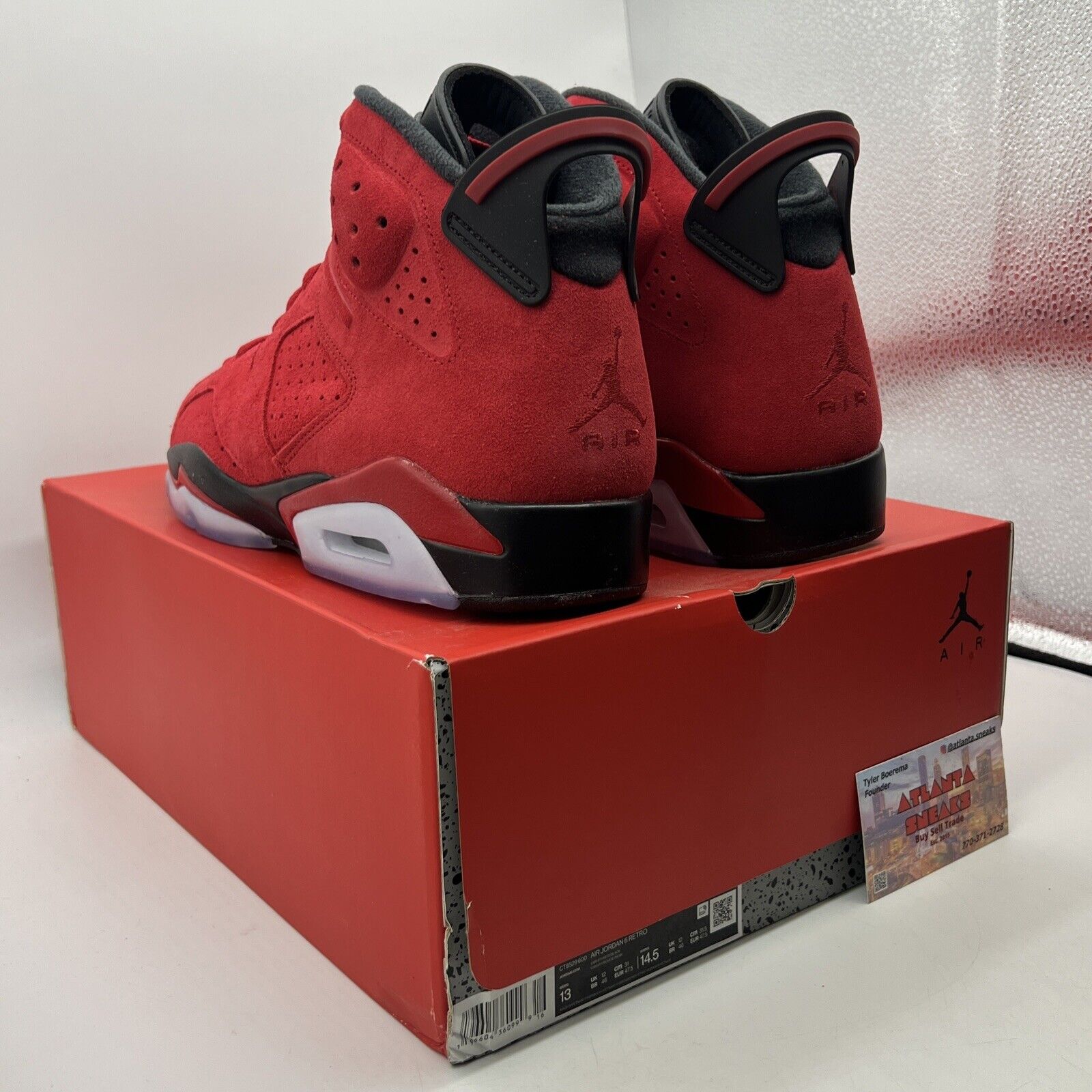 Size 13 - Air Jordan 6 Retro Toro Bravo Black Red Suede (CT8529-600)
