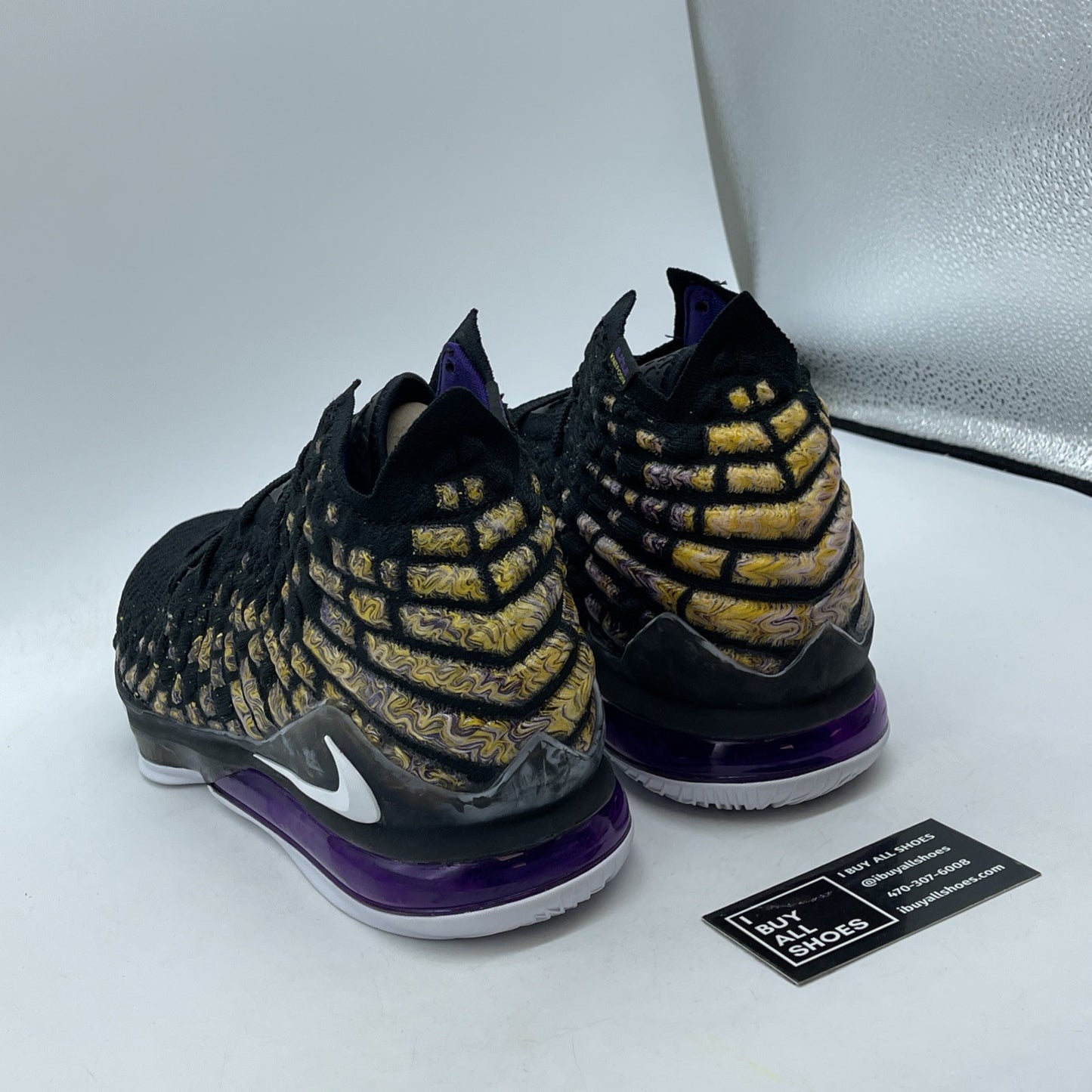 Size 11.5 - Nike LeBron 17 Lakers Black Purple Yellow Suede (BQ3177-004)