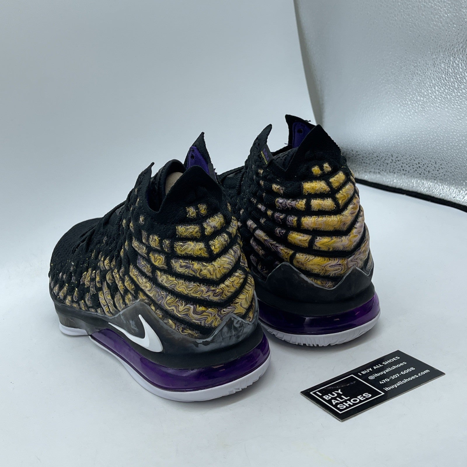 Size 11.5 - Nike LeBron 17 Lakers Black Purple Yellow Suede (BQ3177-004)
