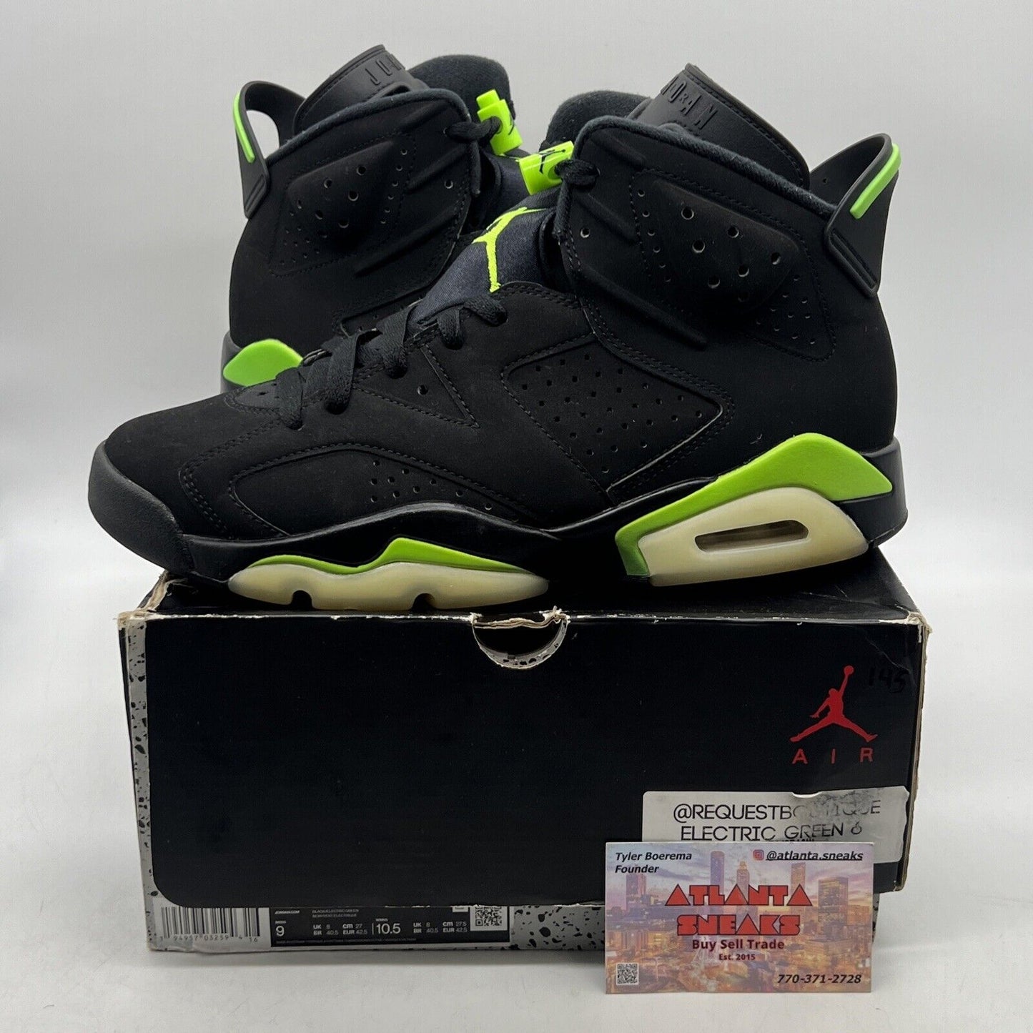 Size 9 - Jordan 6 Retro Electric Green 2021 Black Suede (CT8529-003)