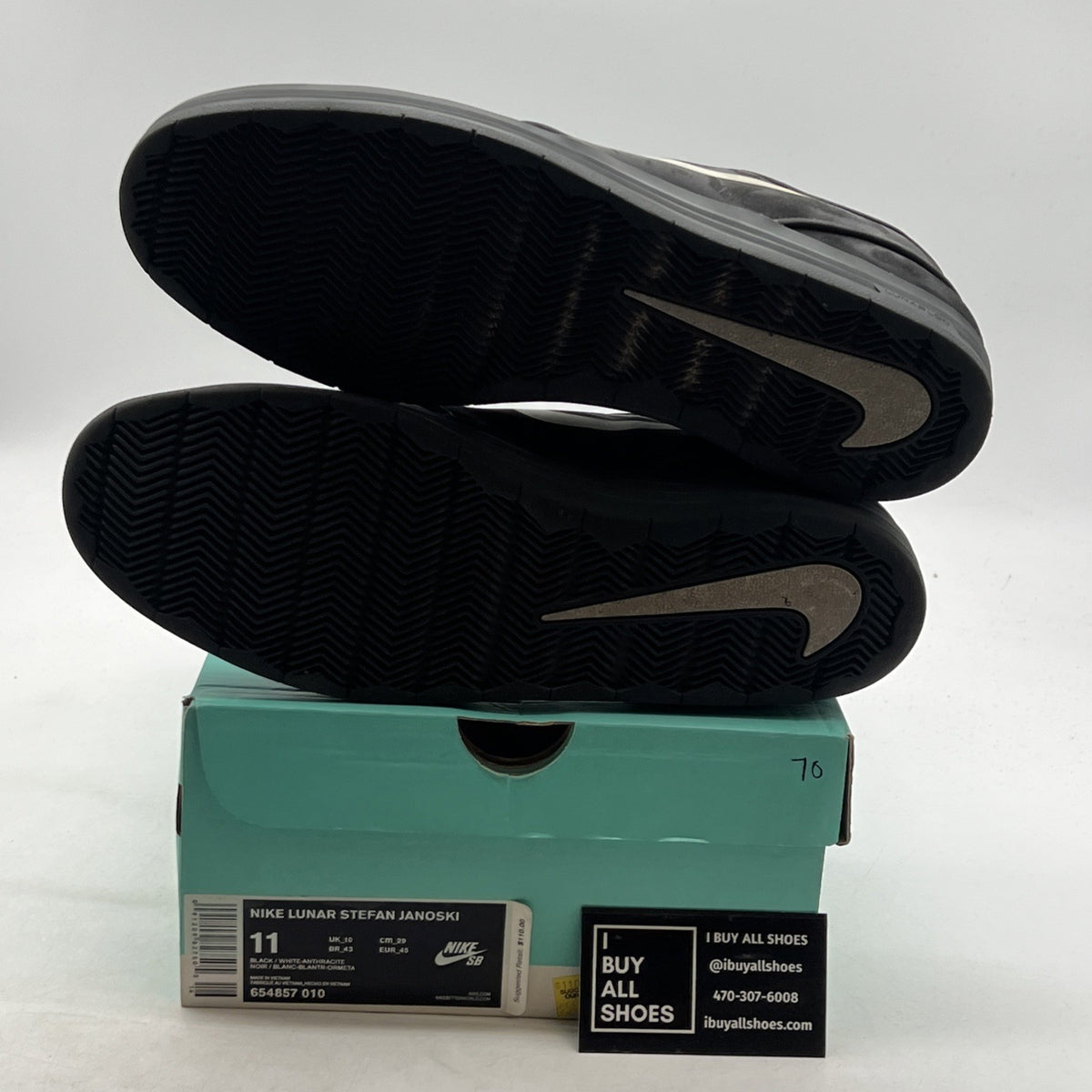 Size 11 - Nike Lunar Stefan Janoski Black (654857-010)