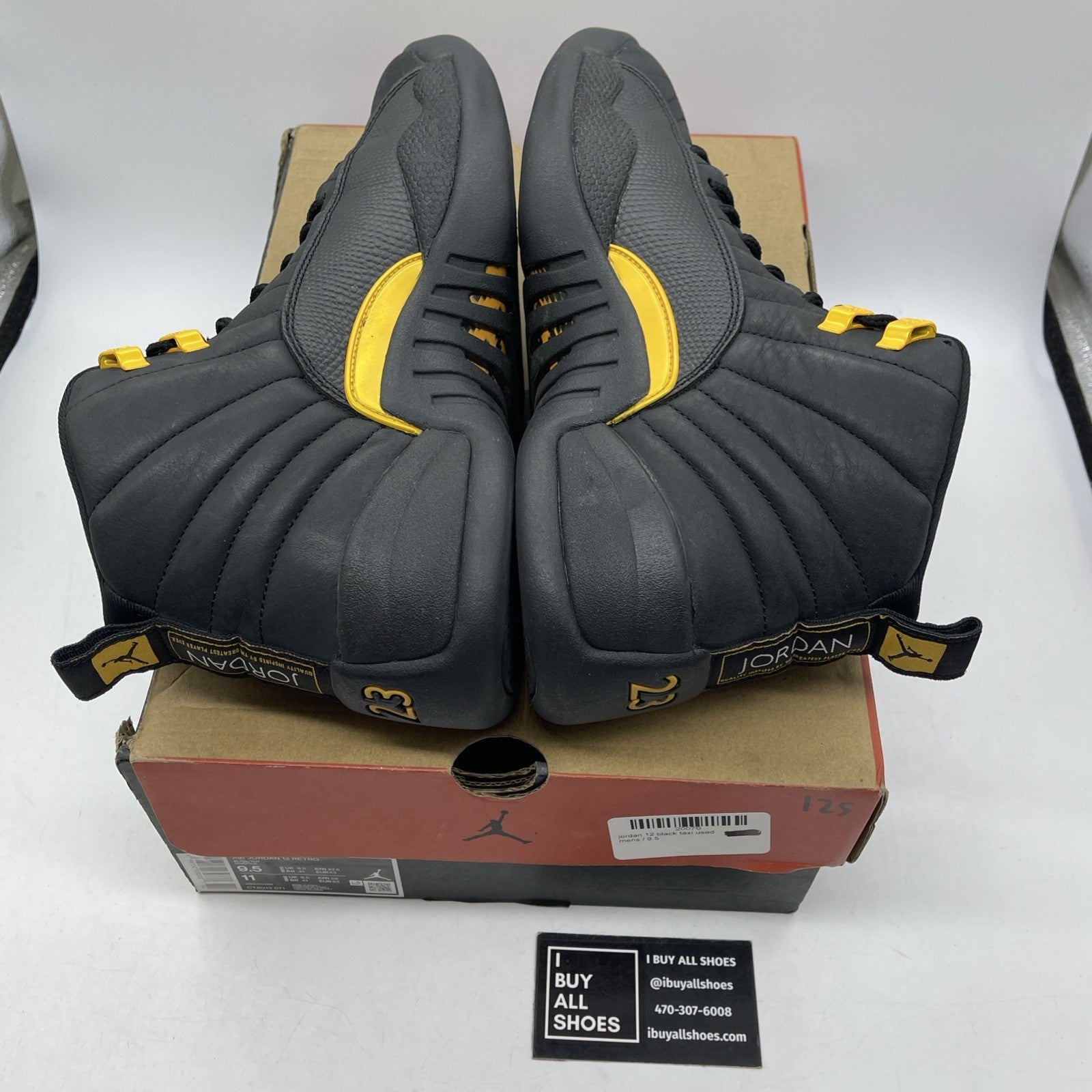 Size 9.5 - Jordan 12 Retro Mid Black Taxi Yellow Leather (CT8013-071)