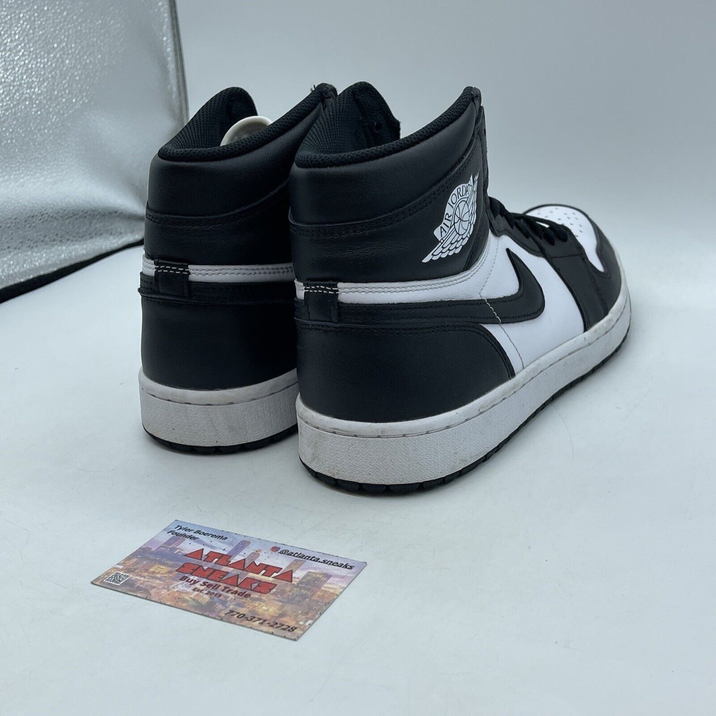 Size 10.5 - Jordan 1 High Golf Panda White Black Leather (DQ0660-101)