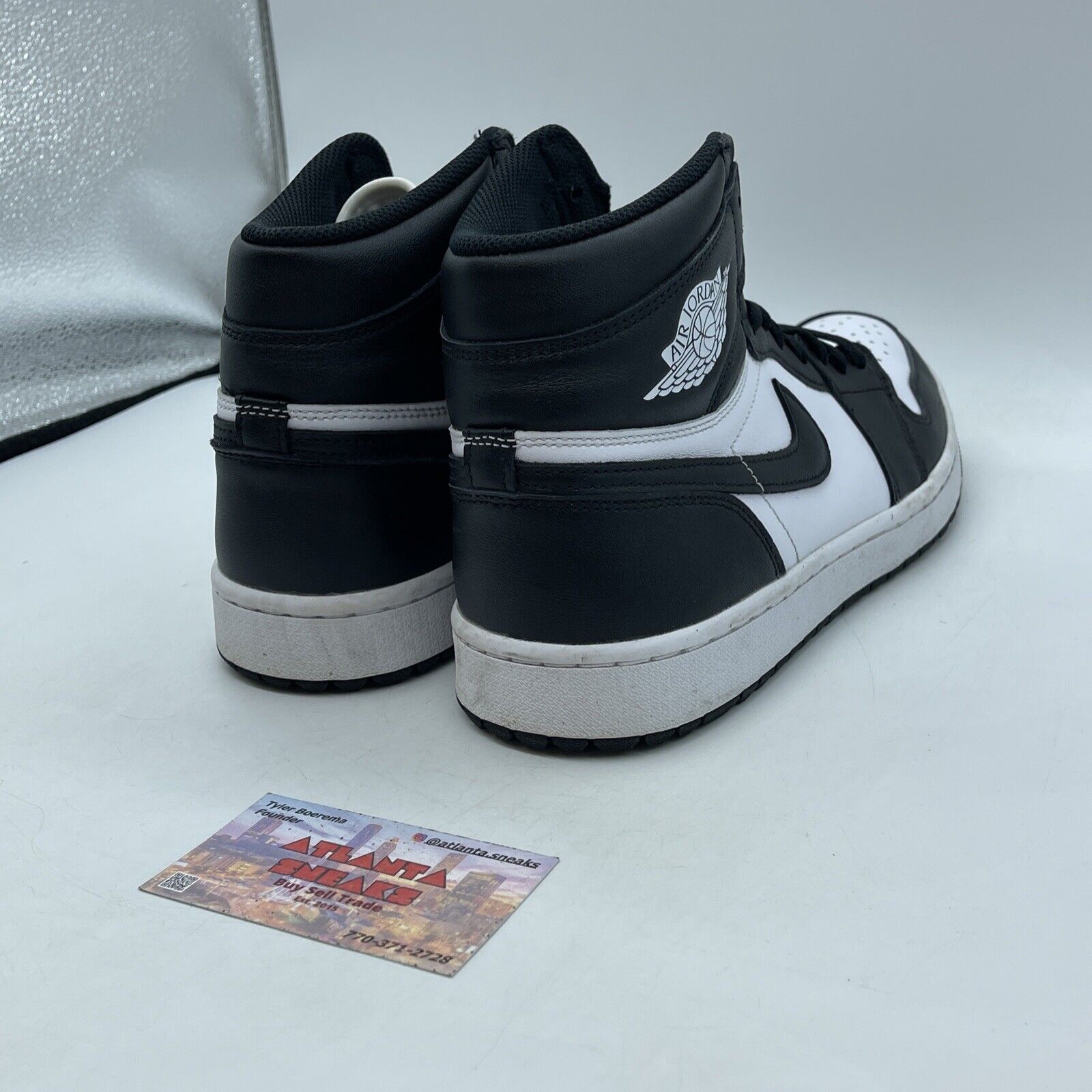 Size 10.5 - Jordan 1 High Golf Panda White Black Leather (DQ0660-101)