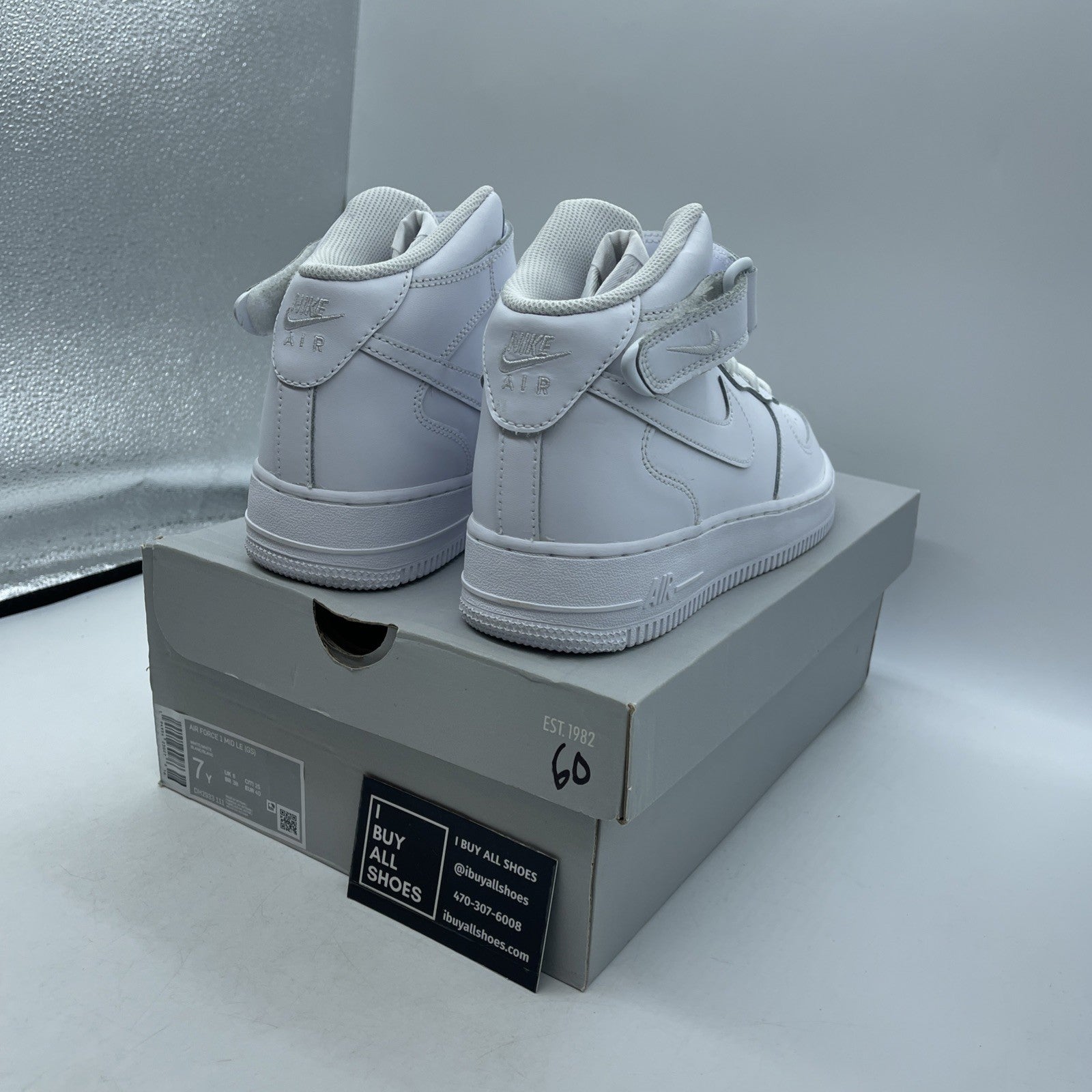 Size 7Y (GS) - Nike Air Force 1 LE Mid Triple White (DH2933-111)