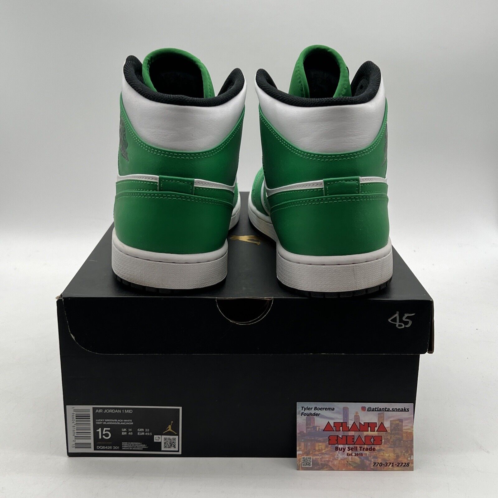 Size 15 - Air Jordan 1 Mid Lucky Green White Leather (DQ8426-301)