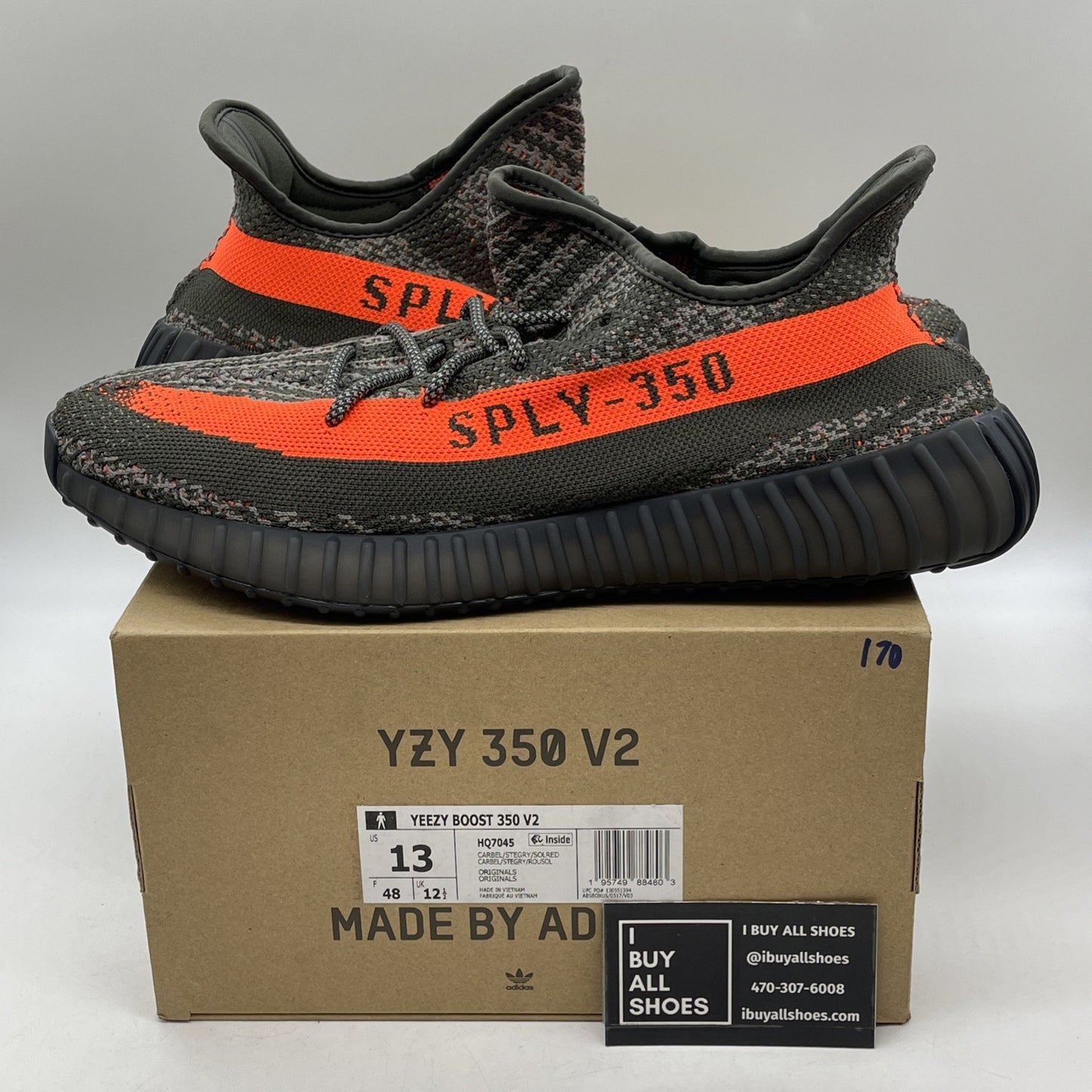 Size 13 - adidas Yeezy Boost 350 V2 Low Carbon Beluga Green Suede (HQ7045)