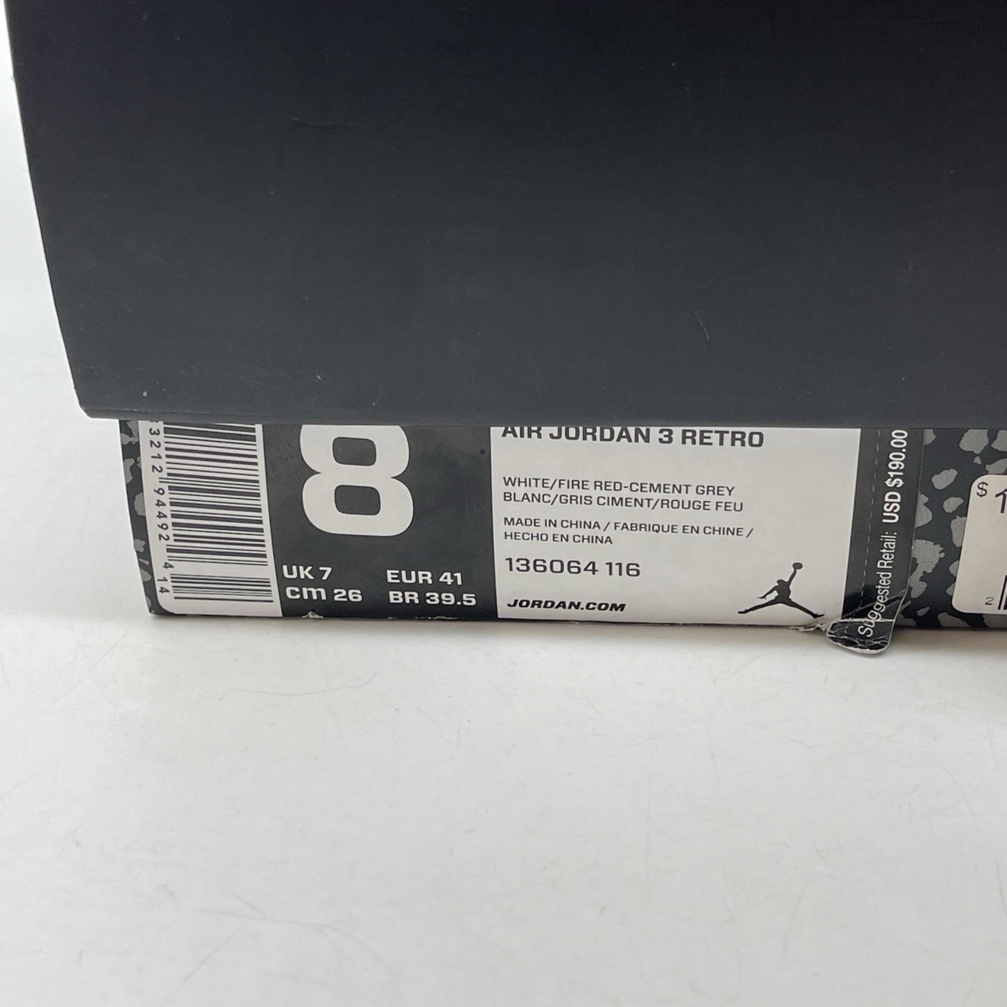 Size 8 - Jordan 3 Retro Hall of Fame 2018 Grey White Suede Leather (136064-116)
