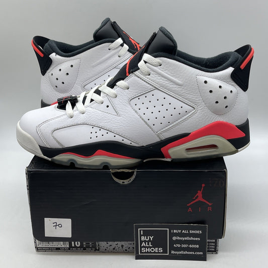 Size 10 - Air Jordan 6 Low White Infrared Black Leather (304401-123)