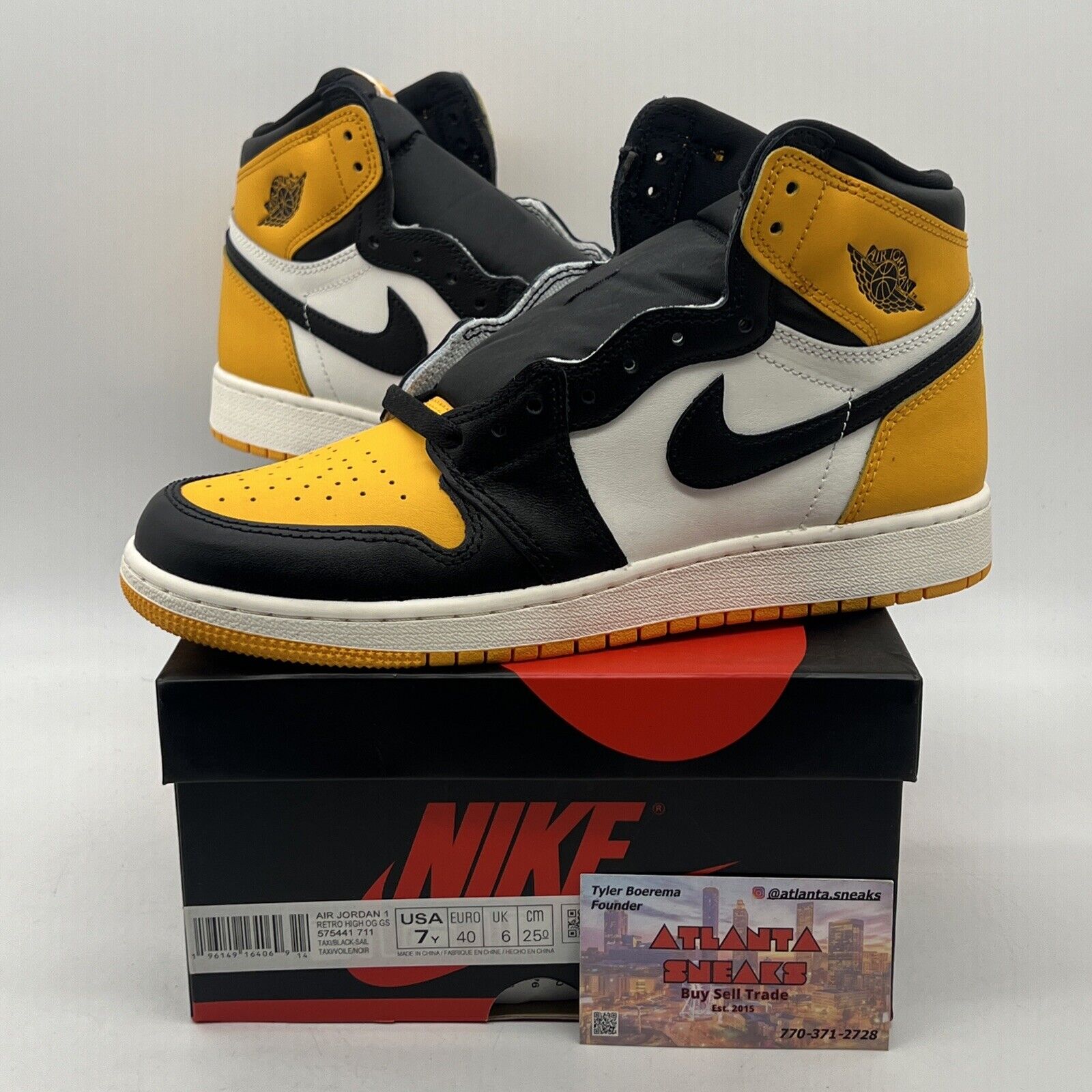 Size 7 - Jordan 1 Retro OG High Yellow Toe Black White (575441-711)