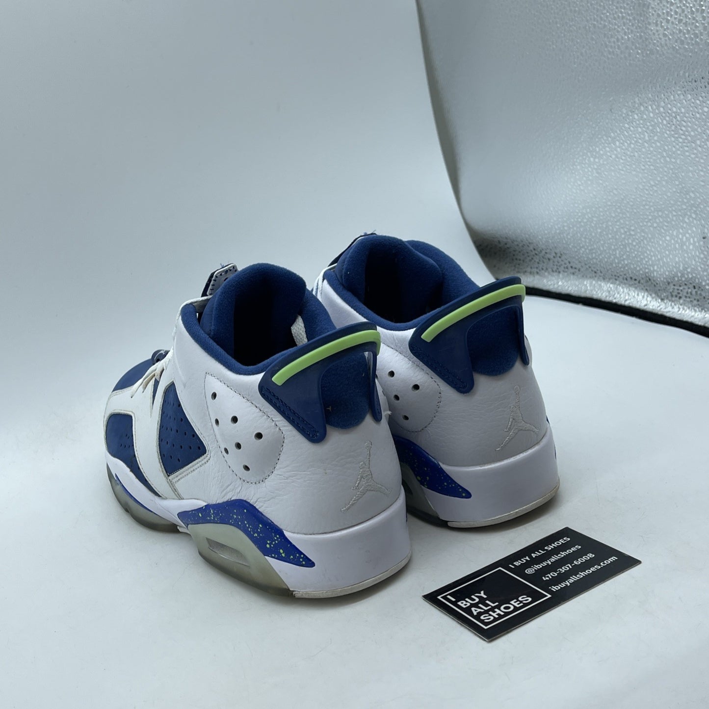 Size 9 - Air Jordan 6 Low Ghost Green Blue White Suede Leather (304401-106)