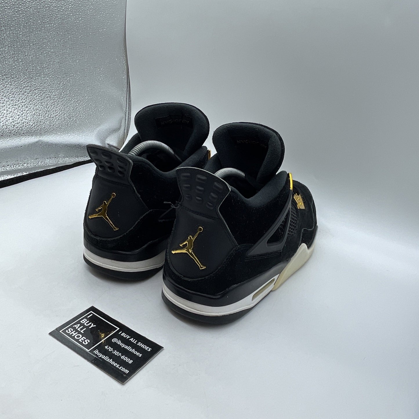 Size 13 - Air Jordan 4 Retro Royalty 2017 Black Gold Suede (308497-032)