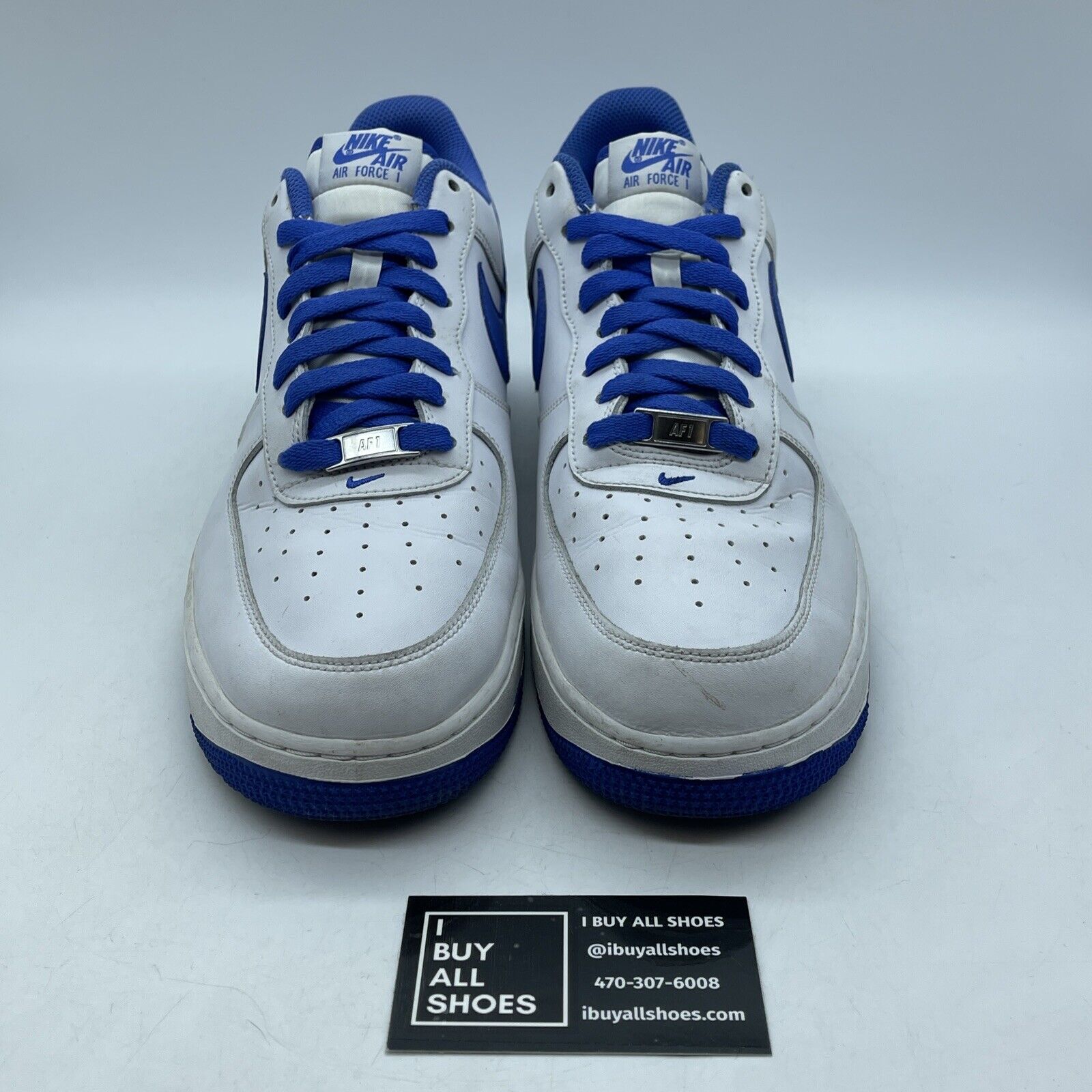 Size 12 - Nike Air Force 1 '07 White Medium Blue White Leather (DH7561-104)