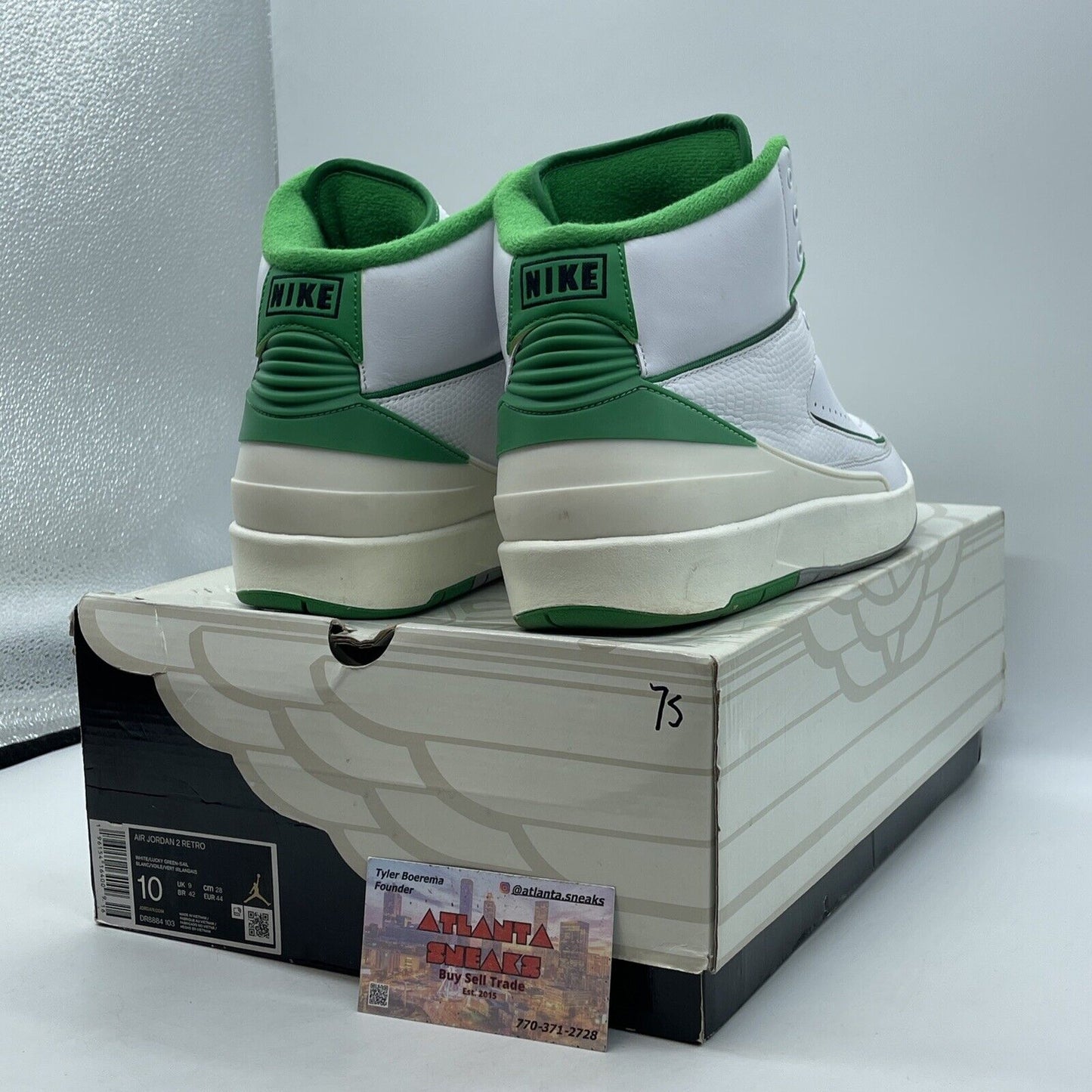 Size 10 - Jordan 2 Retro Lucky Green grey  White Leather (DR8884-103)