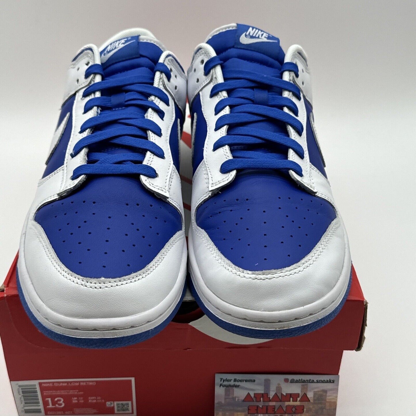 Size 13 - Nike Dunk Low Racer Blue 2022 Kentucky White OG Box Leather Blue Soles