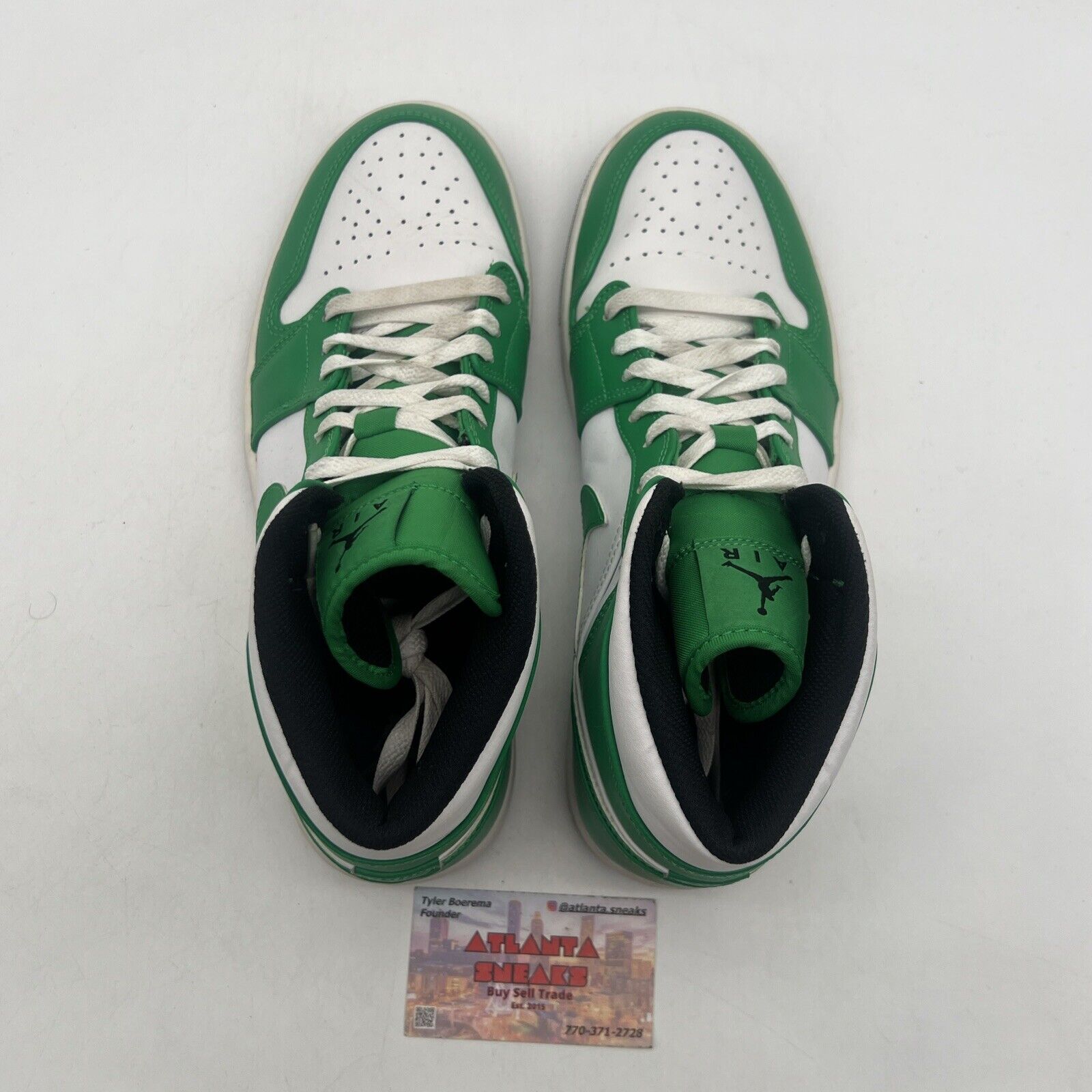 Size 10 - Air Jordan 1 Mid Lucky Green White Leather (DQ8426-301)