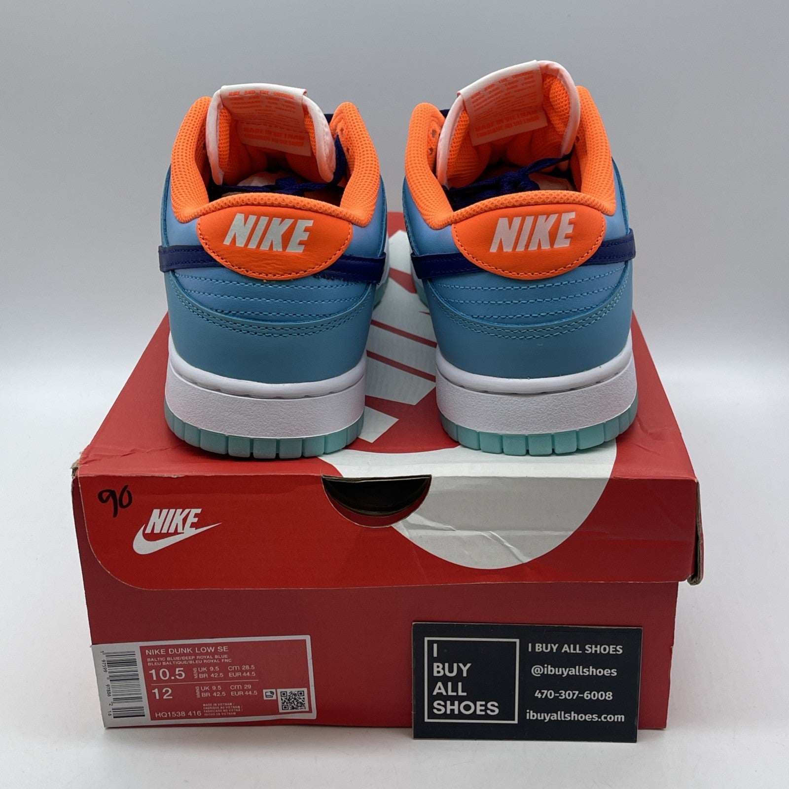 Size 10.5 - Nike Dunk SE Low Baltic Blue Total Orange Leather (HQ1538-416)